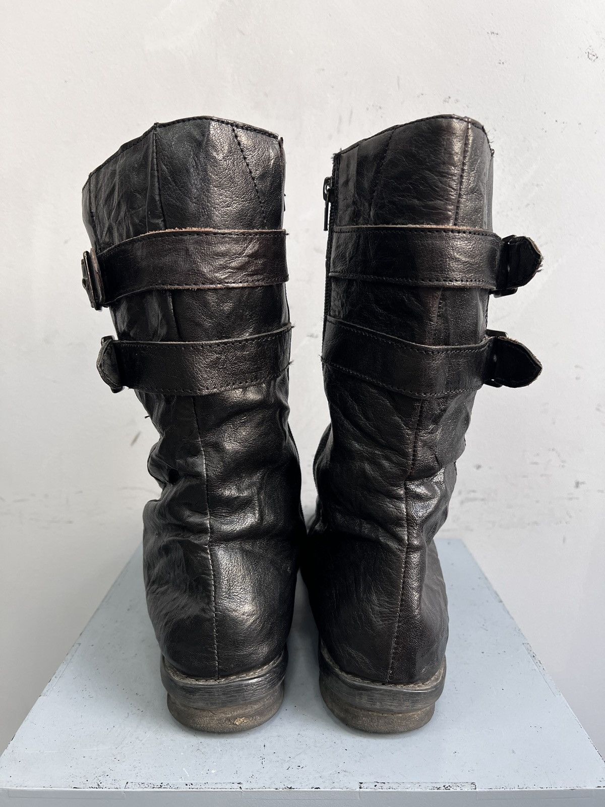 Hedi Slimane A.S. 98 style leather moto belted boots gothic style hype Size US 8 / EU 41 - 7 Thumbnail