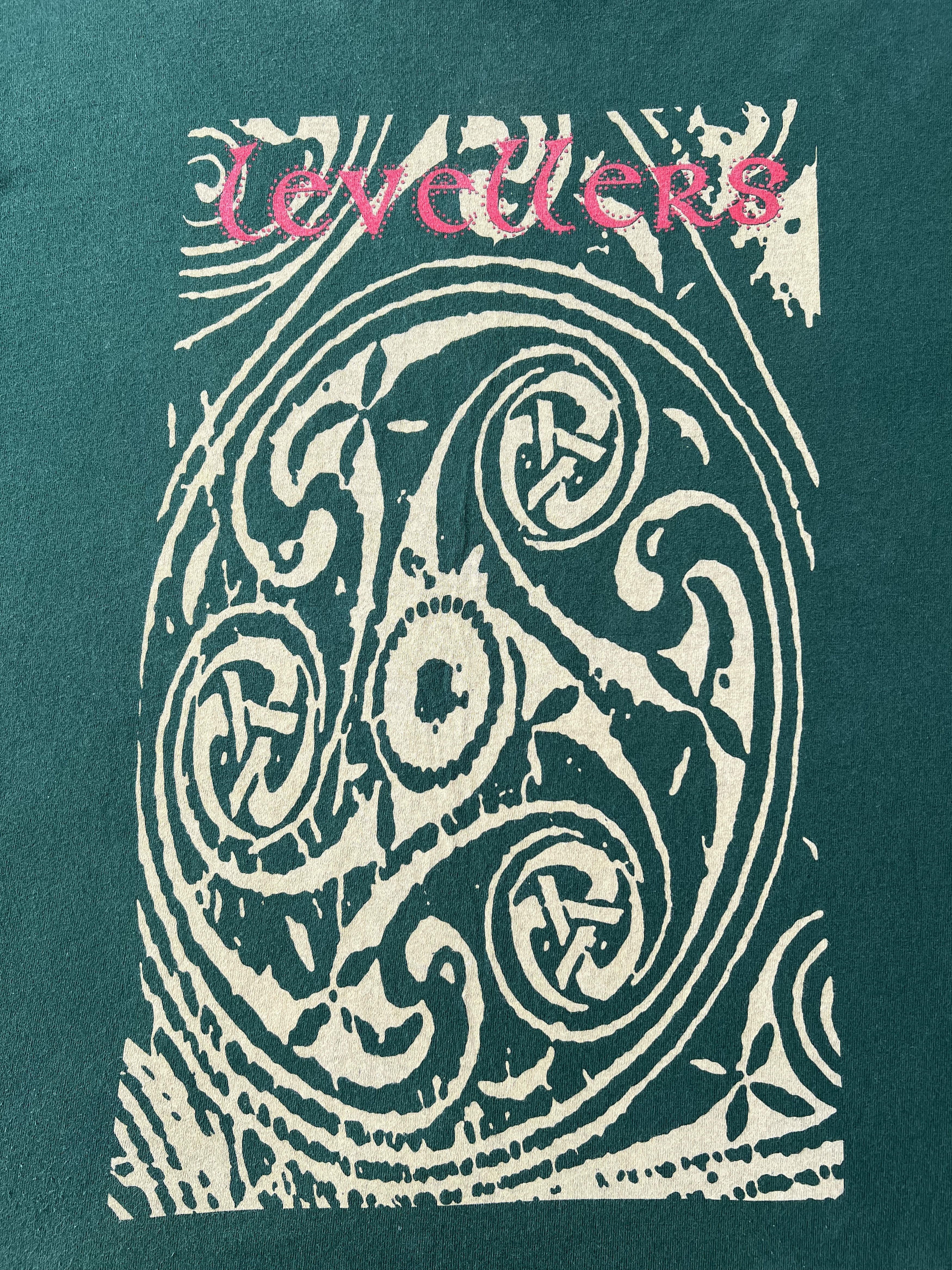 Band Tees Vintage 90s Levellers Rock Band Green T-shirt Size US XL / EU 56 / 4 - 4 Thumbnail