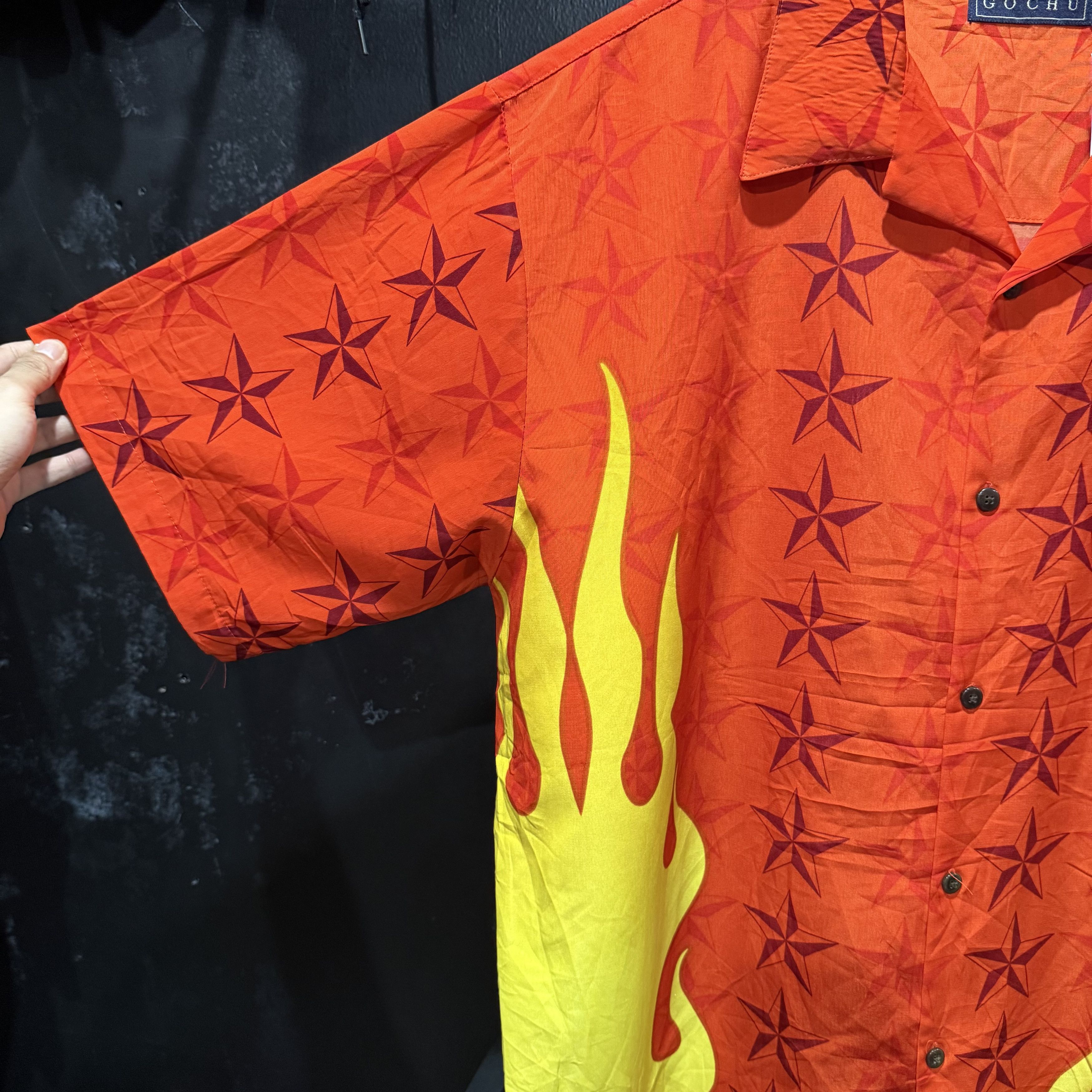 Vintage Vintage Y2K Gochu Flame Stars Shirt Size US XXL / EU 58 / 5 - 3 Thumbnail