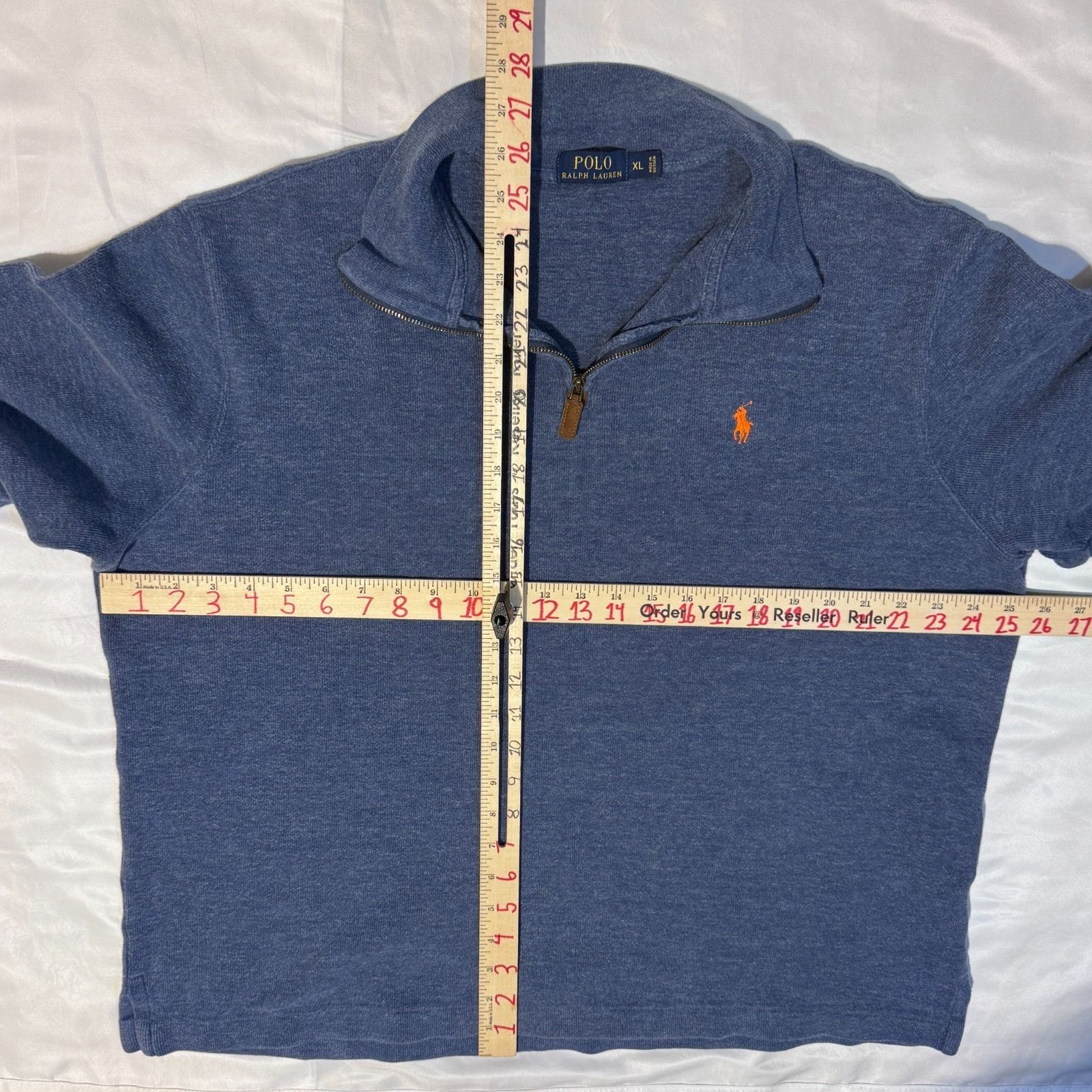 Polo Ralph Lauren Polo Ralph Lauren bLUE Ribbed 1/4 Zip Knit Sweater Mens XL O Size US XL / EU 56 / 4 - 6 Thumbnail