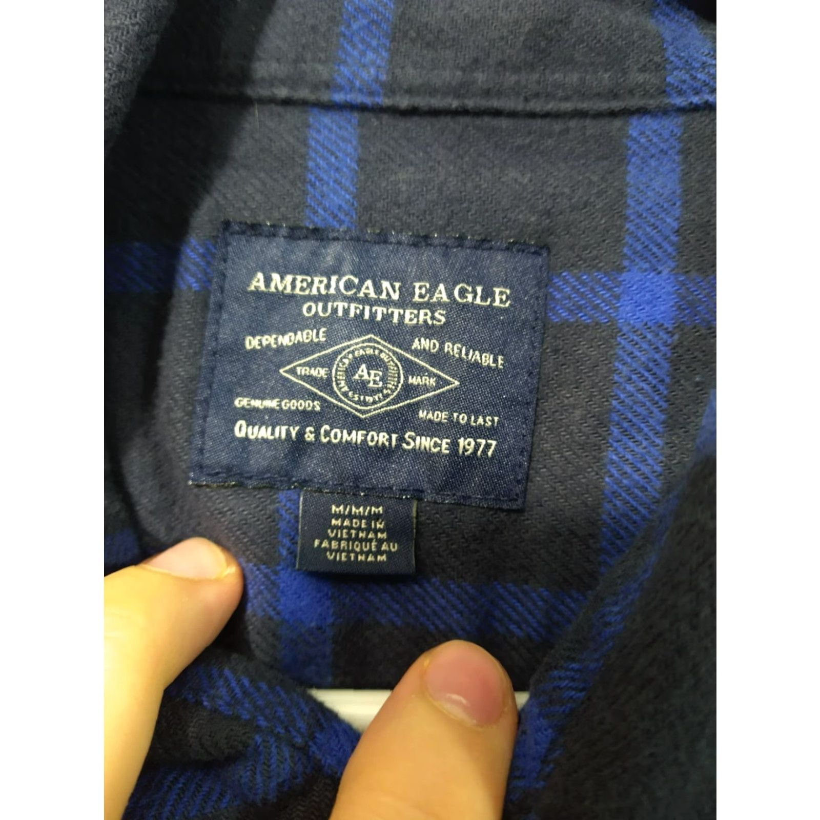 American Eagle Outfitters American Eagle Button-Up Shirt Mens Medium Black Plaid Flannel Long Sleeve Casual Size US M / EU 48-50 / 2 - 7 Thumbnail