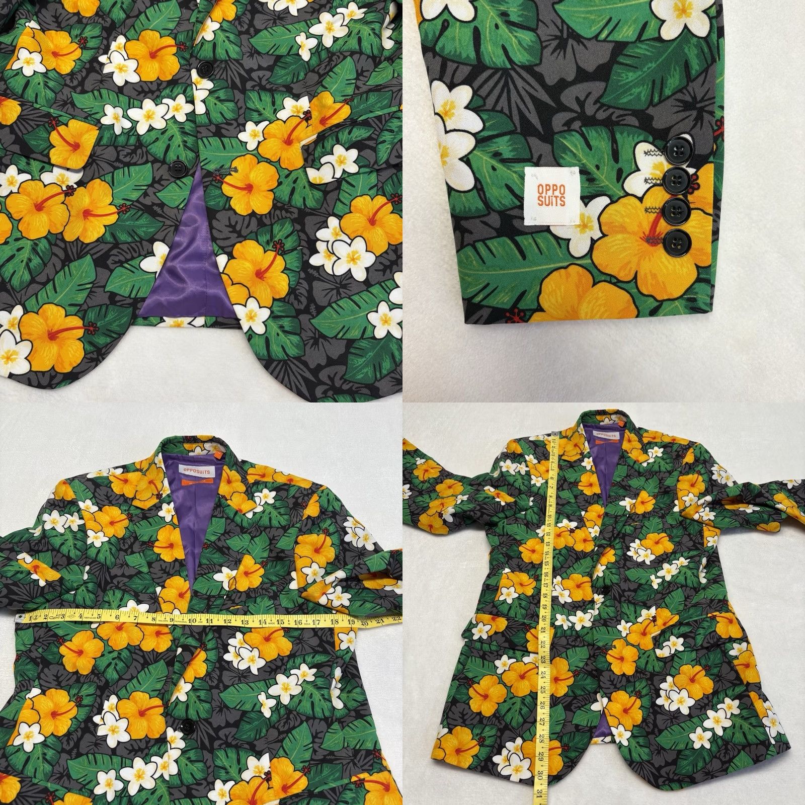 Vintage OppoSuits Tropical Treasure 2 Pc. Black Floral Suit Men’s Size 38 Size 38R - 8 Thumbnail