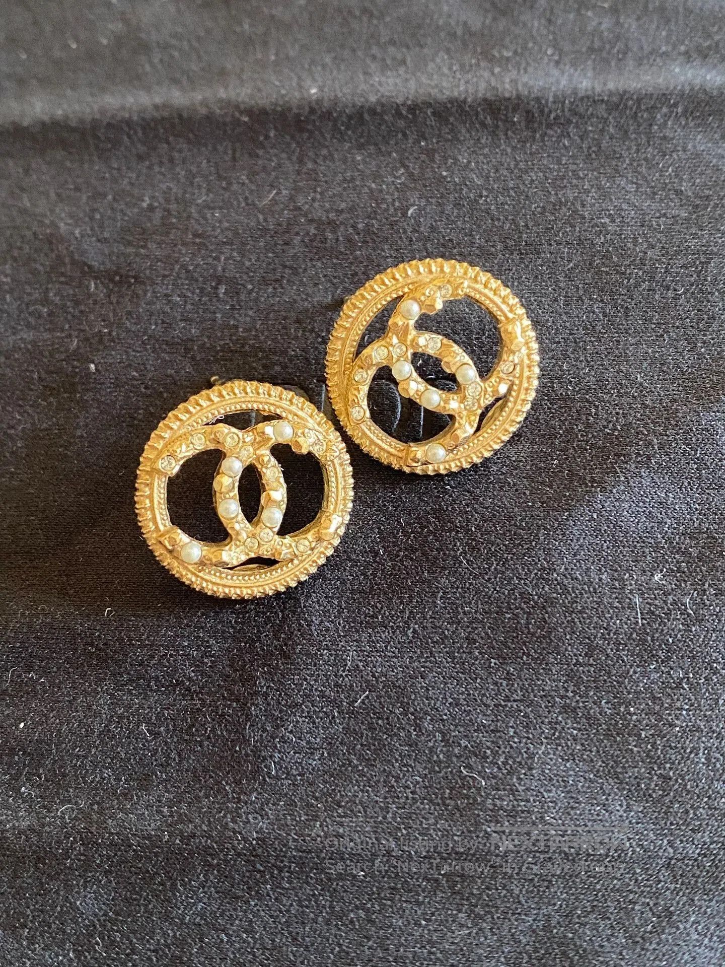 Chanel Chanel Double C Pearl Crystal Button Earrings. Size ONE SIZE - 6 Thumbnail