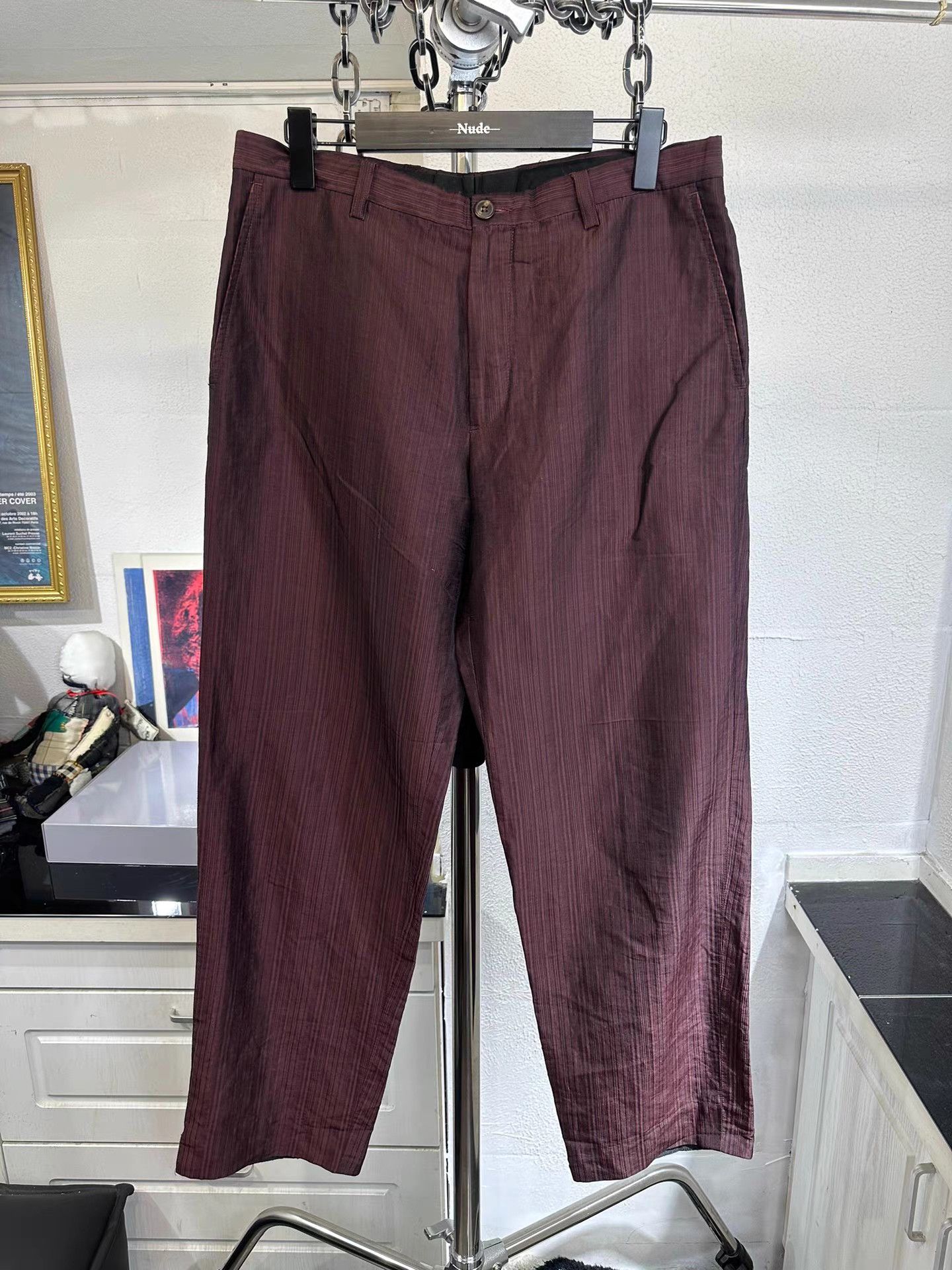 Dries Van Noten Dries van noten Linen-Silk Blend Glossy Striped Trousers K20 Size US 34 / EU 50 - 1 Thumbnail