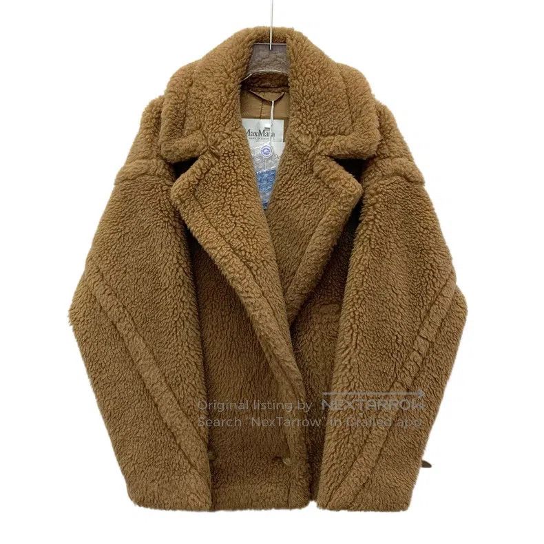Max Mara Brown Camel Hair Collar Double Breasted Short Coa