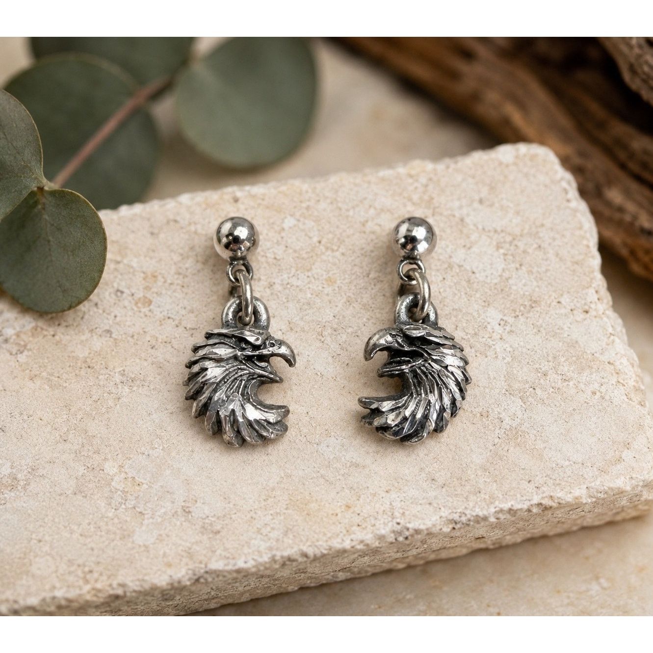 Vintage Signed Vintage EJC 1996 Eagle Pewter Post Dangle Earrings Size ONE SIZE - 1 Thumbnail