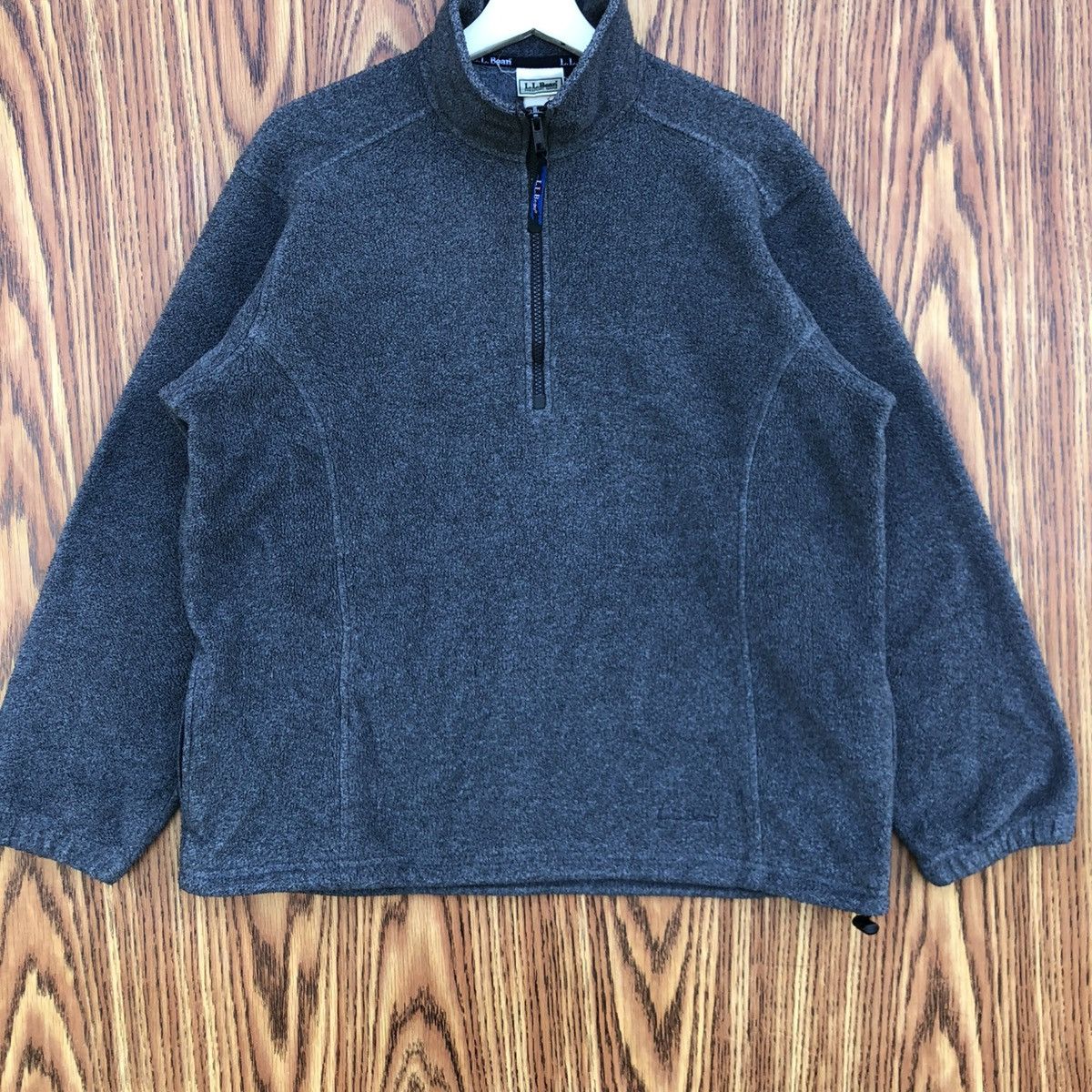 L.L. Bean L.L. Bean Dark Grey Fleece Quarter Zip Pullover Sweatshirt Size L / US 10 / IT 46 - 4 Thumbnail