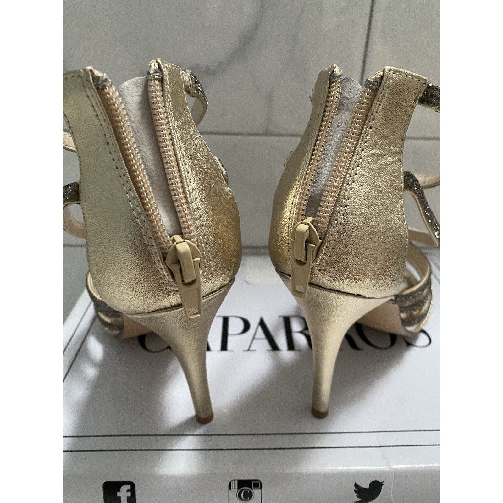 &Daughter × Other Caparros Platino Metallic Gold Open Toes Sz 61/2 M Size US 6.5 / IT 36.5 - 6 Thumbnail