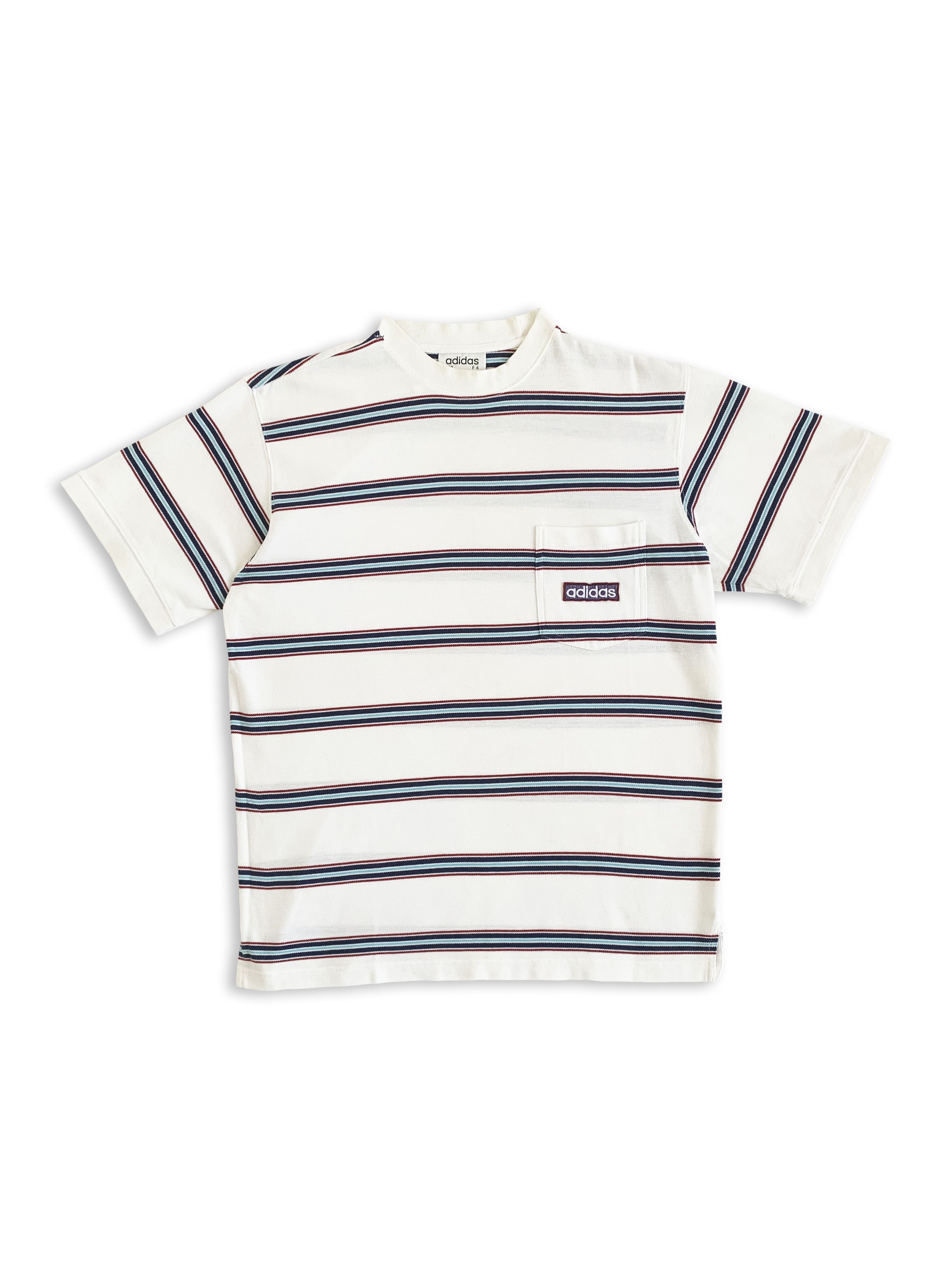 Adidas Vintage 90s ADIDAS t shirt 80s Retro Striped Pinstriped Tee Size US M / EU 48-50 / 2 - 1 Thumbnail