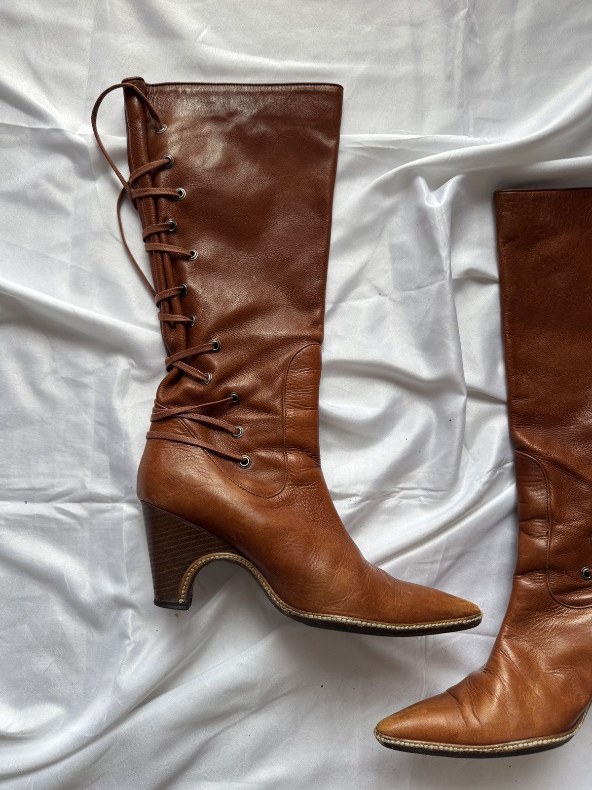 Dries Van Noten Dries Van Noten Vintage Lace Up Knee High Leather Boots Size US 7 / IT 37 - 2 Thumbnail