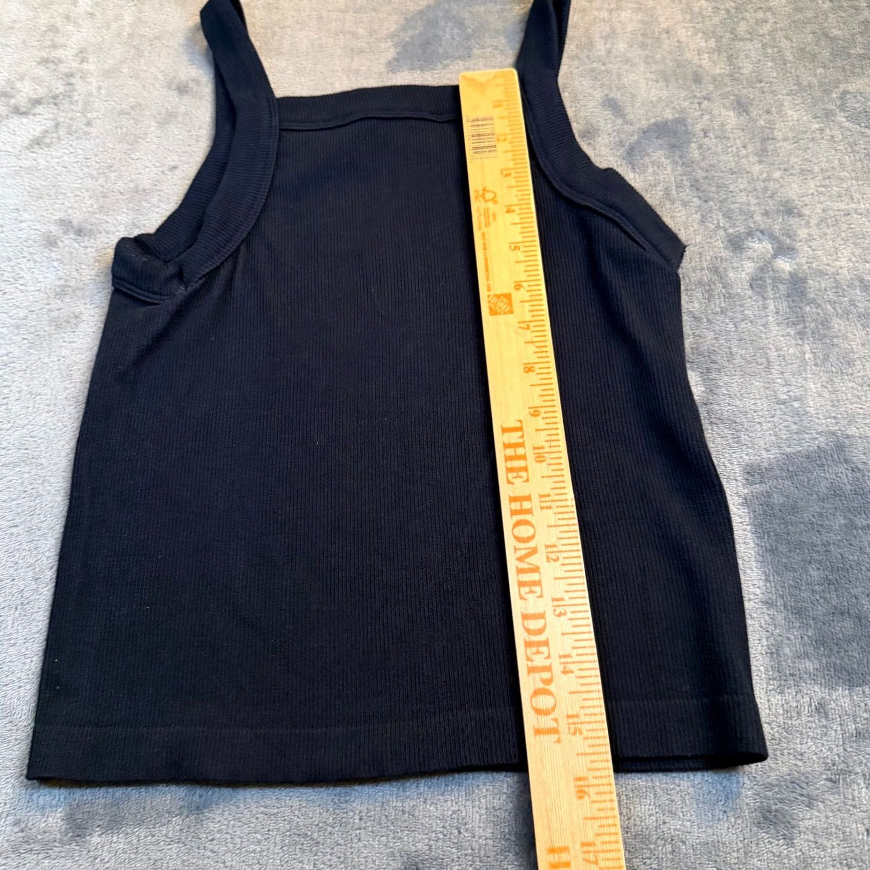Vintage Happily Grey Black Ribbed Square Neck Tank Top Womens XS/S Size XS Tank Top, Sleeveless, Strappy, Knit, Casual, Slim, Black, Square Neck, Basic, Women Size XS / US 0-2 / IT 36-38 - 7 Thumbnail