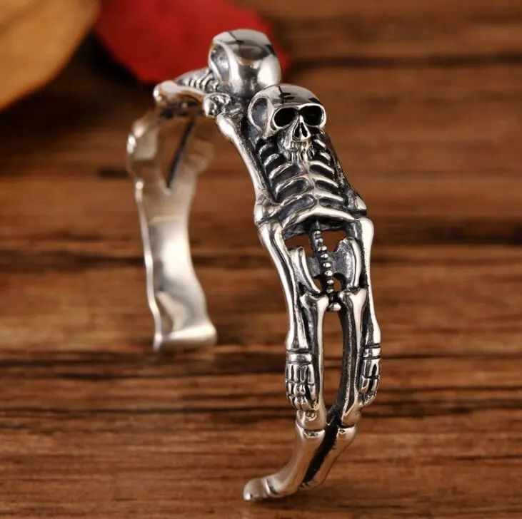 Jewelry Gothic Skull Open Bracelet Size ONE SIZE - 3 Thumbnail