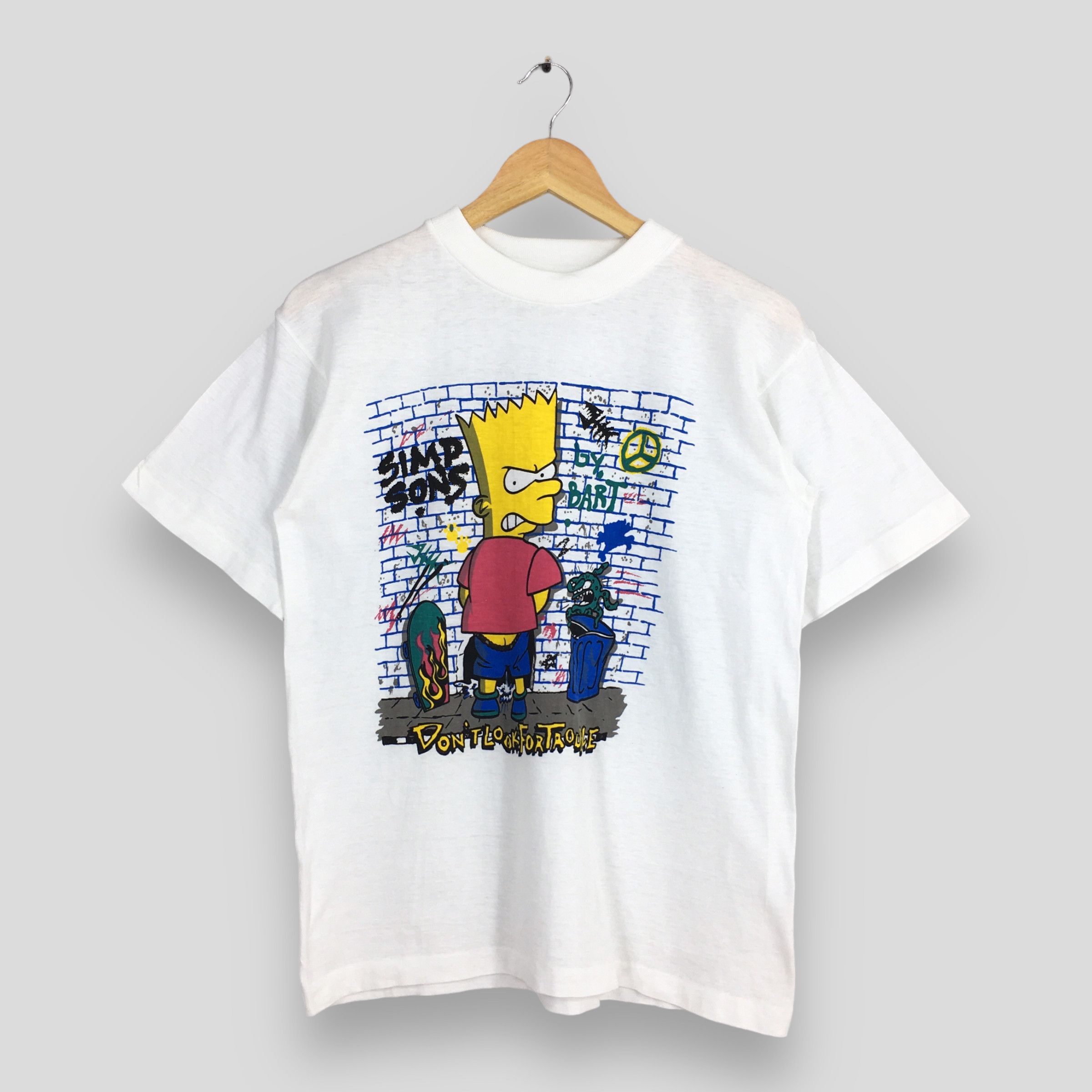 Vintage Bart Simpson Cartoon White T shirt Medium