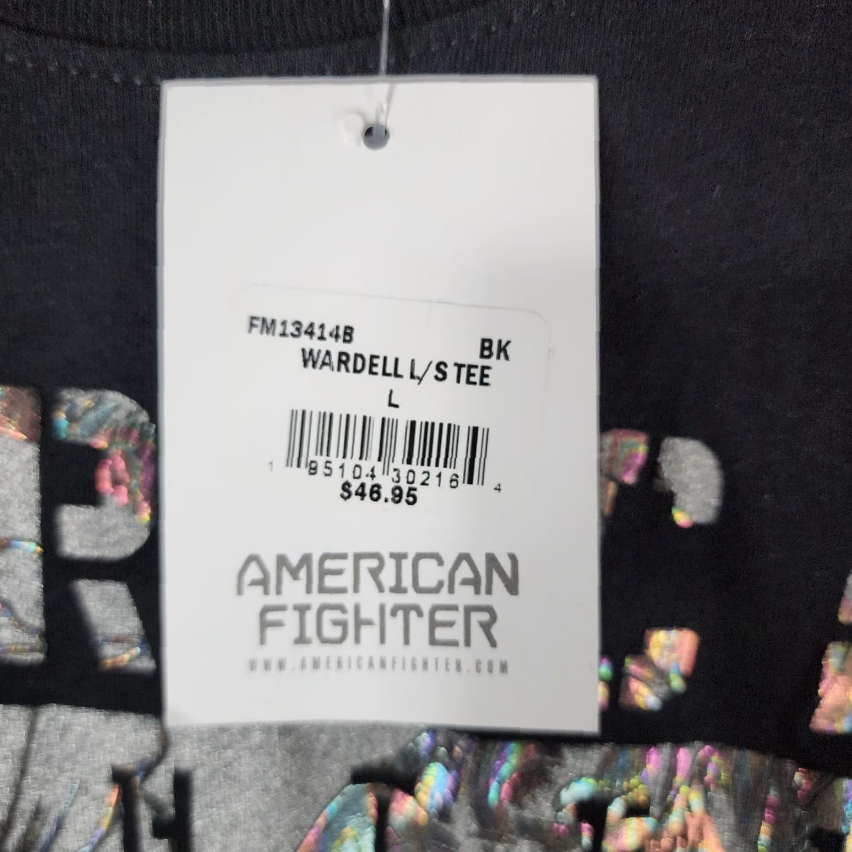 Vintage American Fighter Shirt Mens Long Sleeve Wardell T-Shirt L Black Size US L / EU 52-54 / 3 - 4 Thumbnail