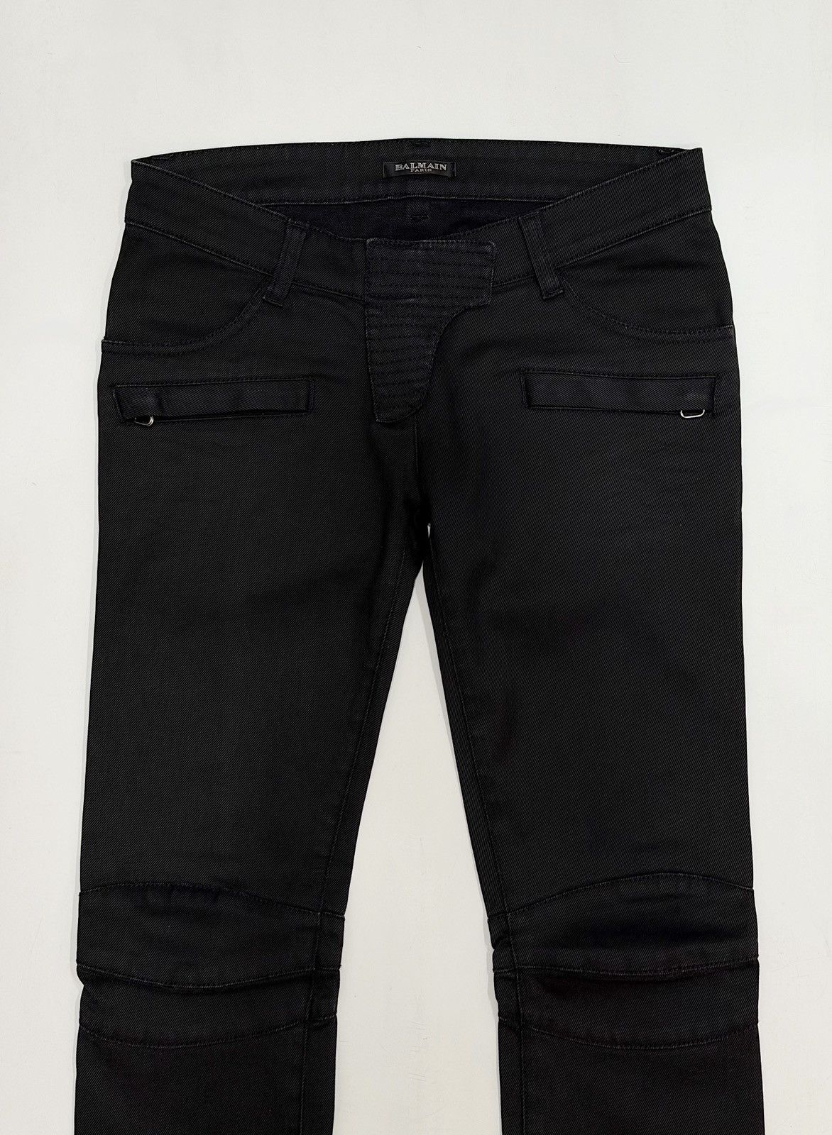 Balmain BALMAIN by Decarnin FW2009 Waxed Biker Black Denim Jeans zip Size US 28 / EU 44 - 7 Thumbnail