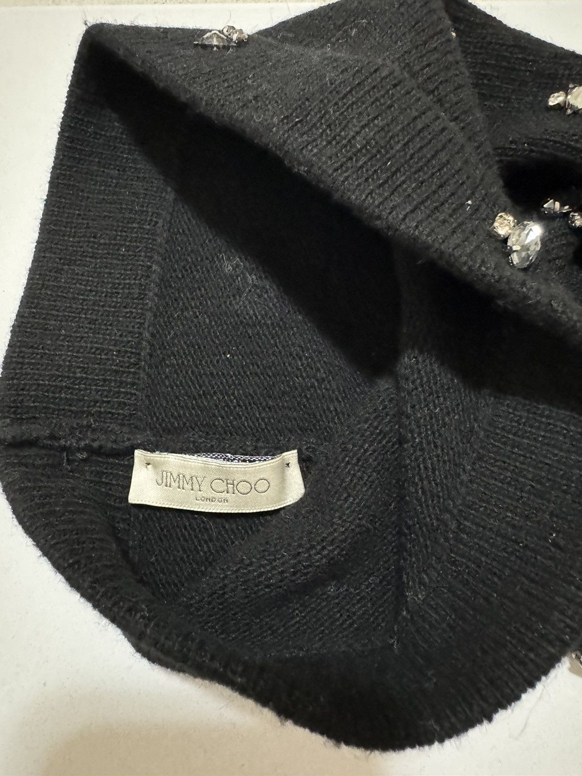 Jimmy Choo Jimmy Choo Black Crystal Embellished Beanie Size ONE SIZE - 4 Thumbnail