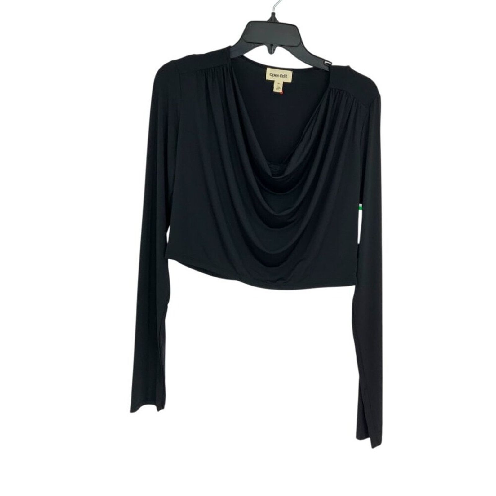 Other Open Edit Cowl Neck Crop Top Black Medium NWOT $49 MSRP Size M / US 6-8 / IT 42-44 - 4 Thumbnail