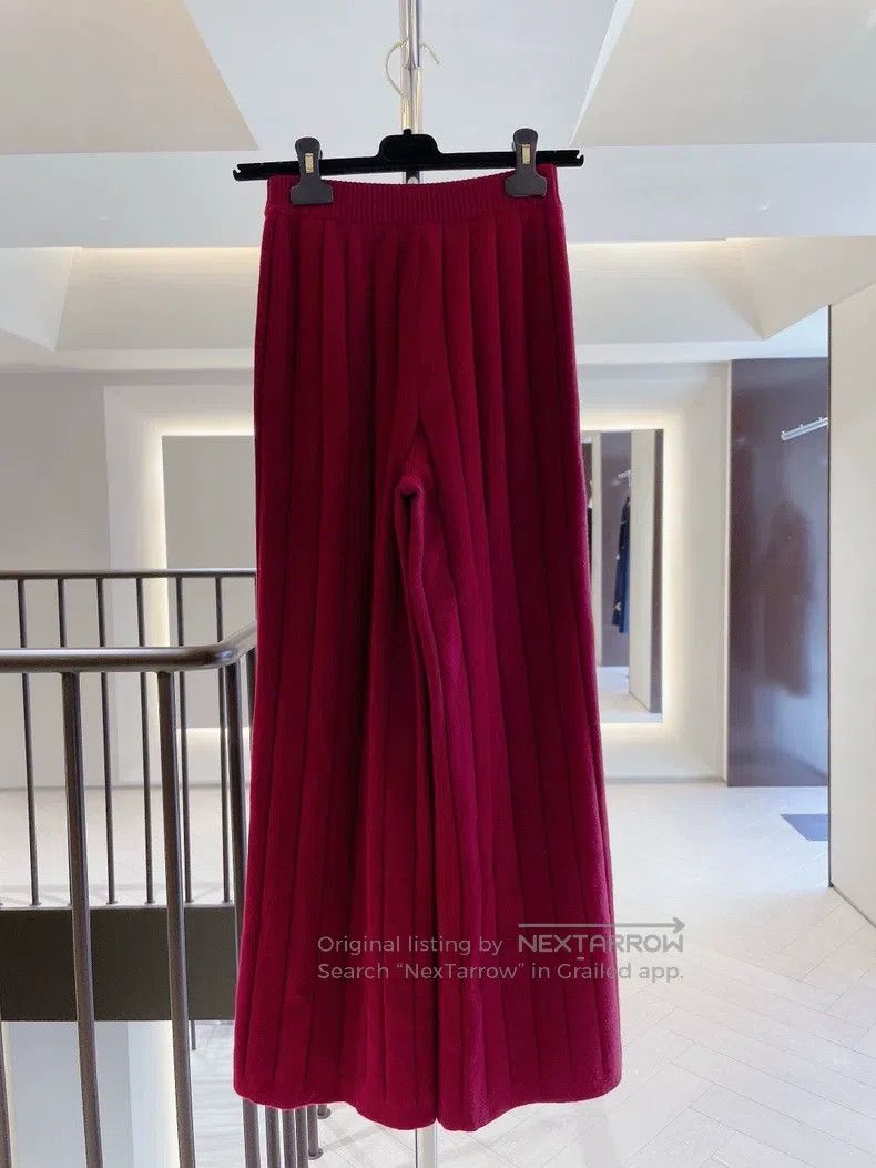 Loro Piana LORO PIANA Dark Red Baby Baby Cashmere Knit Wide Leg Pants Size 24" / US 00 / IT 34 - 2 Thumbnail