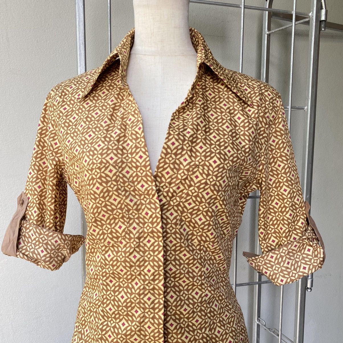 Sportmax Sportmax Brown Geometric Fitted Blouse Size S / US 4 / IT 40 - 5 Thumbnail