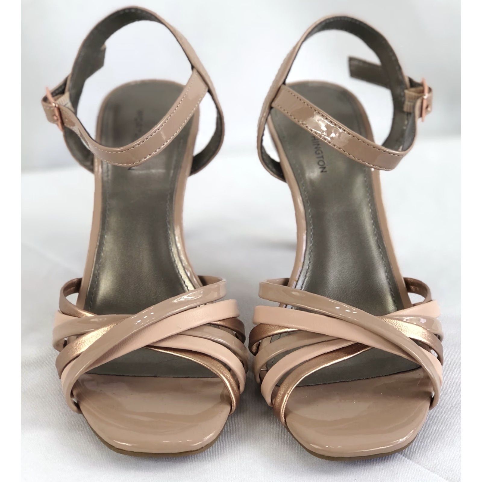 Worthington Worthington Boomer High Heel Strappy Sandal 6.5 Taupe copper 3.5" Heel Open Toe Strappy Leather Womens Vintage No Size US 7 / IT 37 - 7 Thumbnail