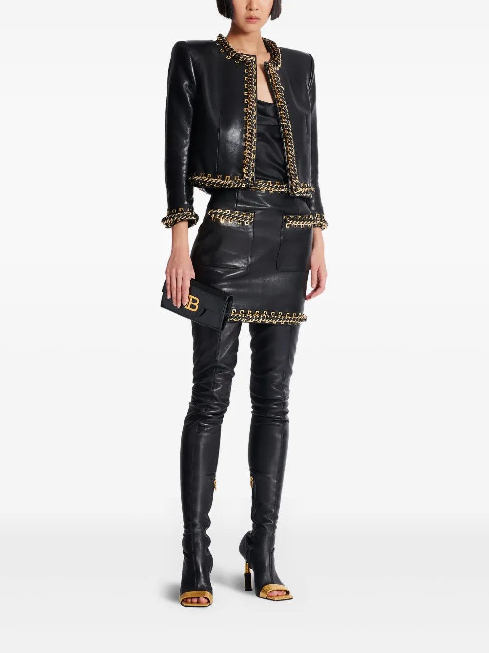Balmain o1s1wg111225 Chain Detailing Jacket in Black Size XL / US 12-14 / IT 48-50 - 7 Thumbnail
