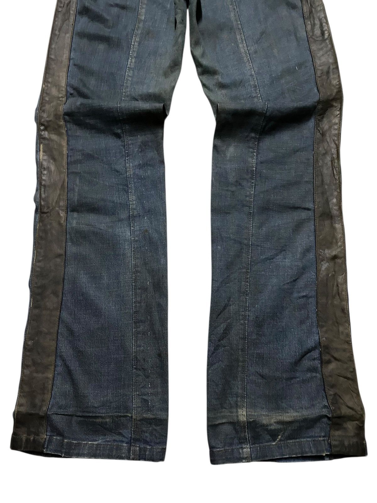 Comme des Garcons Comme Ci Rare 2000s Hybrid Denim Leather Flared Jeans Size US 28 / EU 44 - 6 Thumbnail