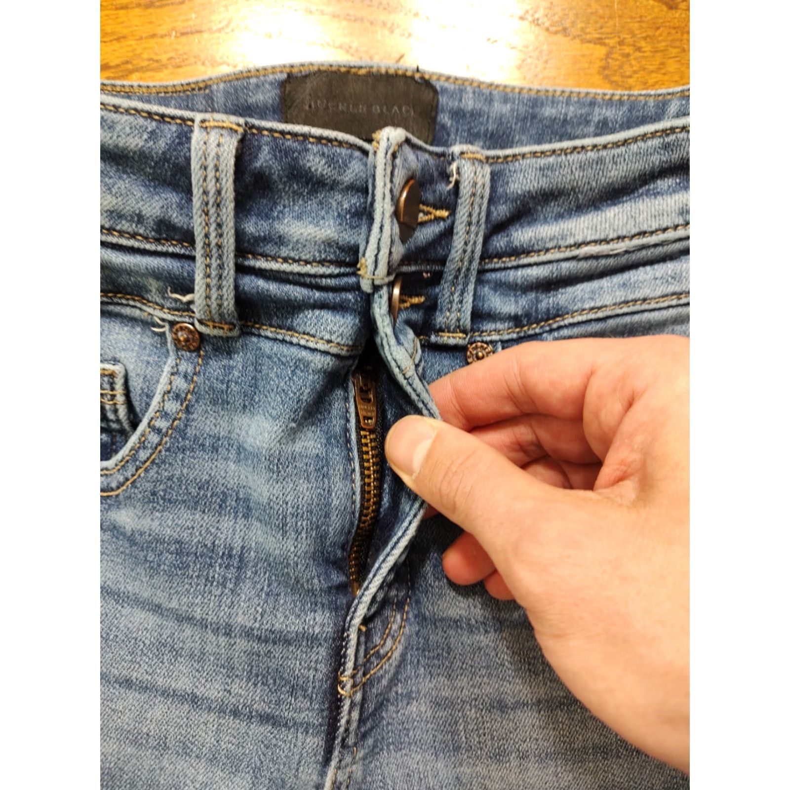 Vintage Buckle Black Fit No. 35 Ankle Skinny Jeans Blue Women's Tag 24 X 26 Distressed Size 42" / US 20 - 4 Thumbnail