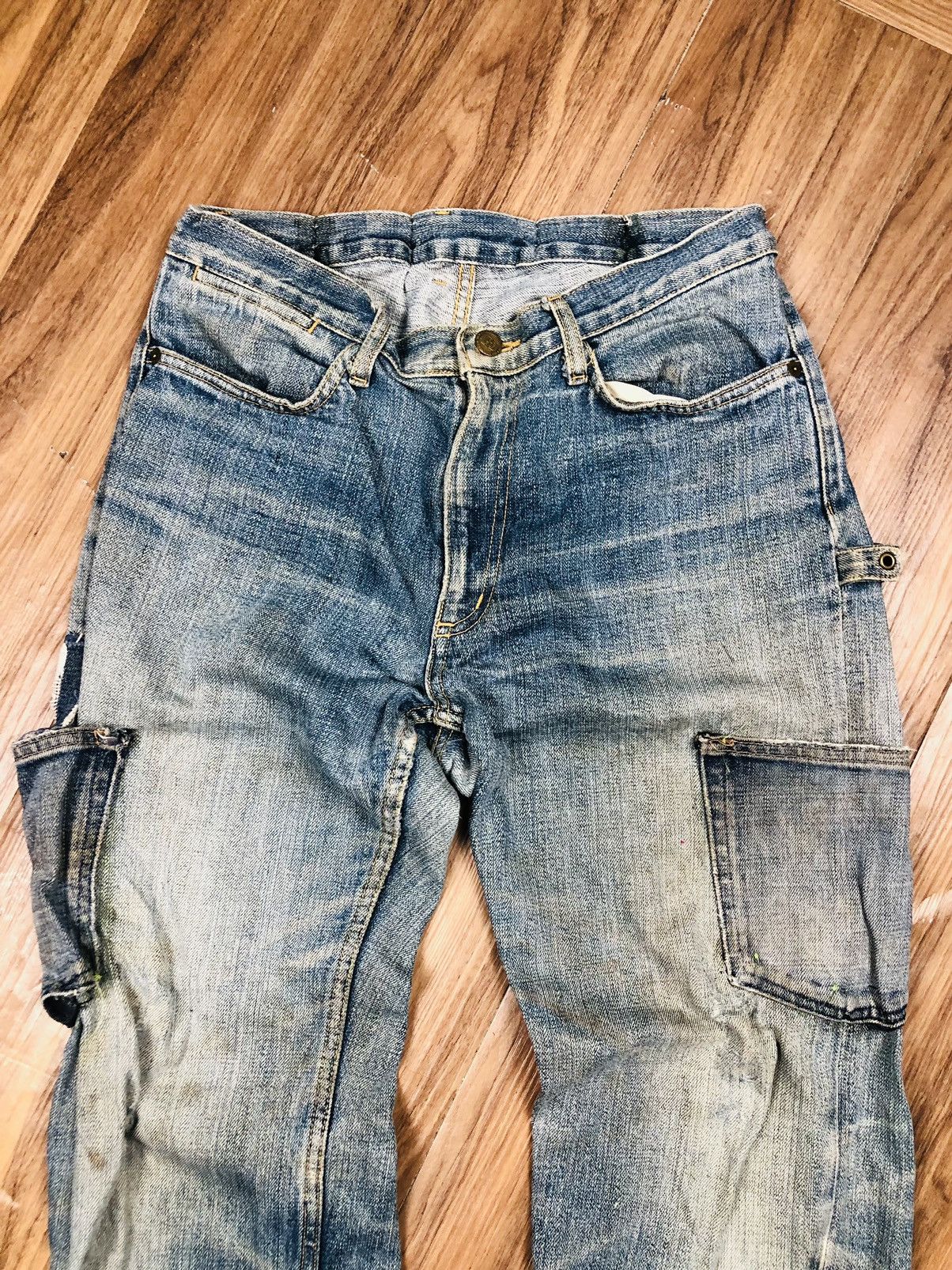 If Six Was Nine 90s Workwear Style Cargo Jeans Skull Button (38) Size US 30 / EU 46 - 3 Thumbnail