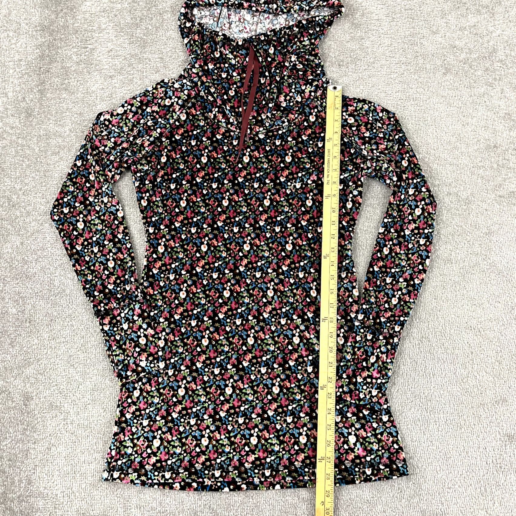 Velvet BETABRAND Jacket Women Medium Floral Velvet Hooded Funnel Neck Tunic Top Stretch Size M / US 6-8 / IT 42-44 - 4 Thumbnail