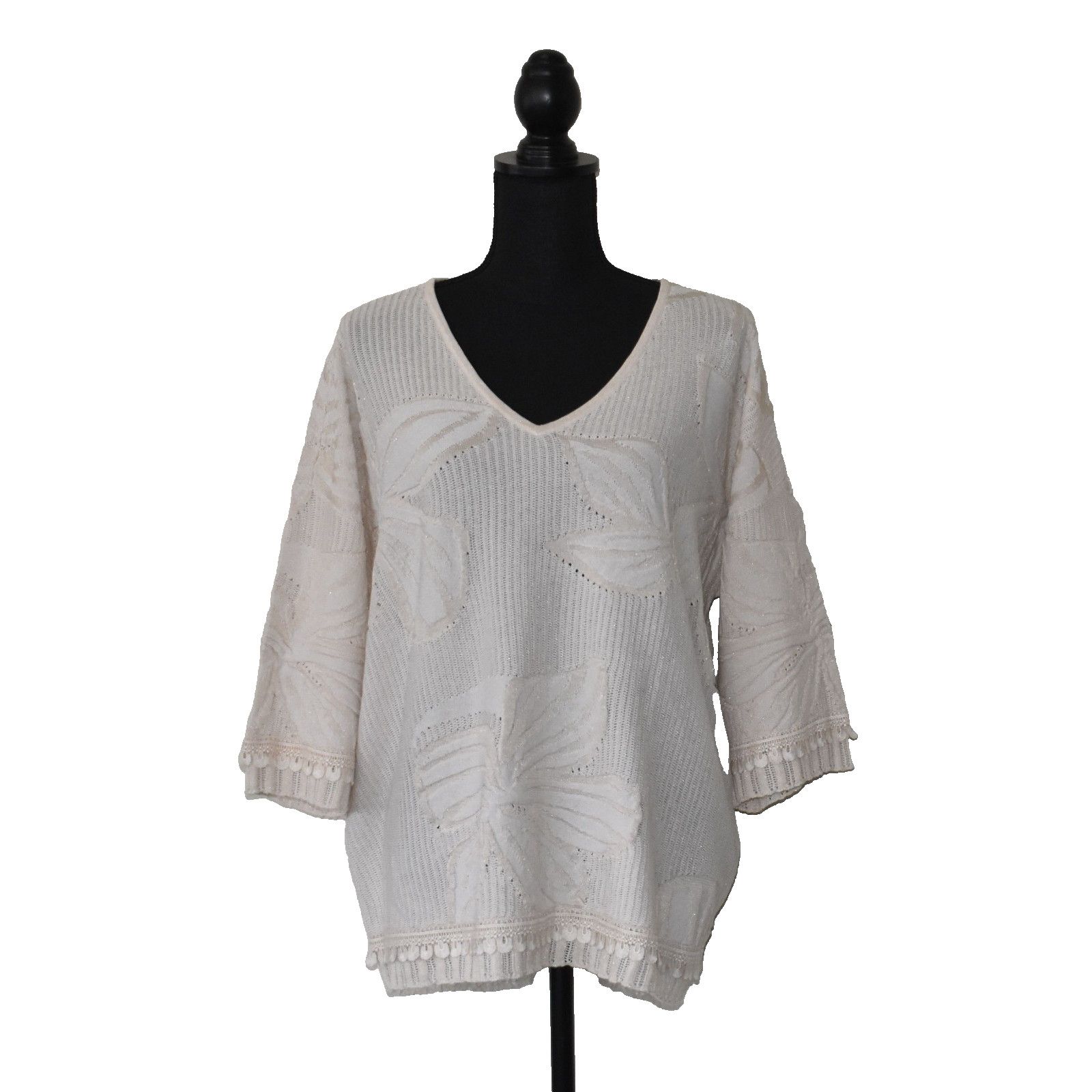 Chicos NWT CHICOS Knit Palm Leaf Embossed Pullover Sweater 3/XL $99 Size XL / US 12-14 / IT 48-50 - 1 Thumbnail