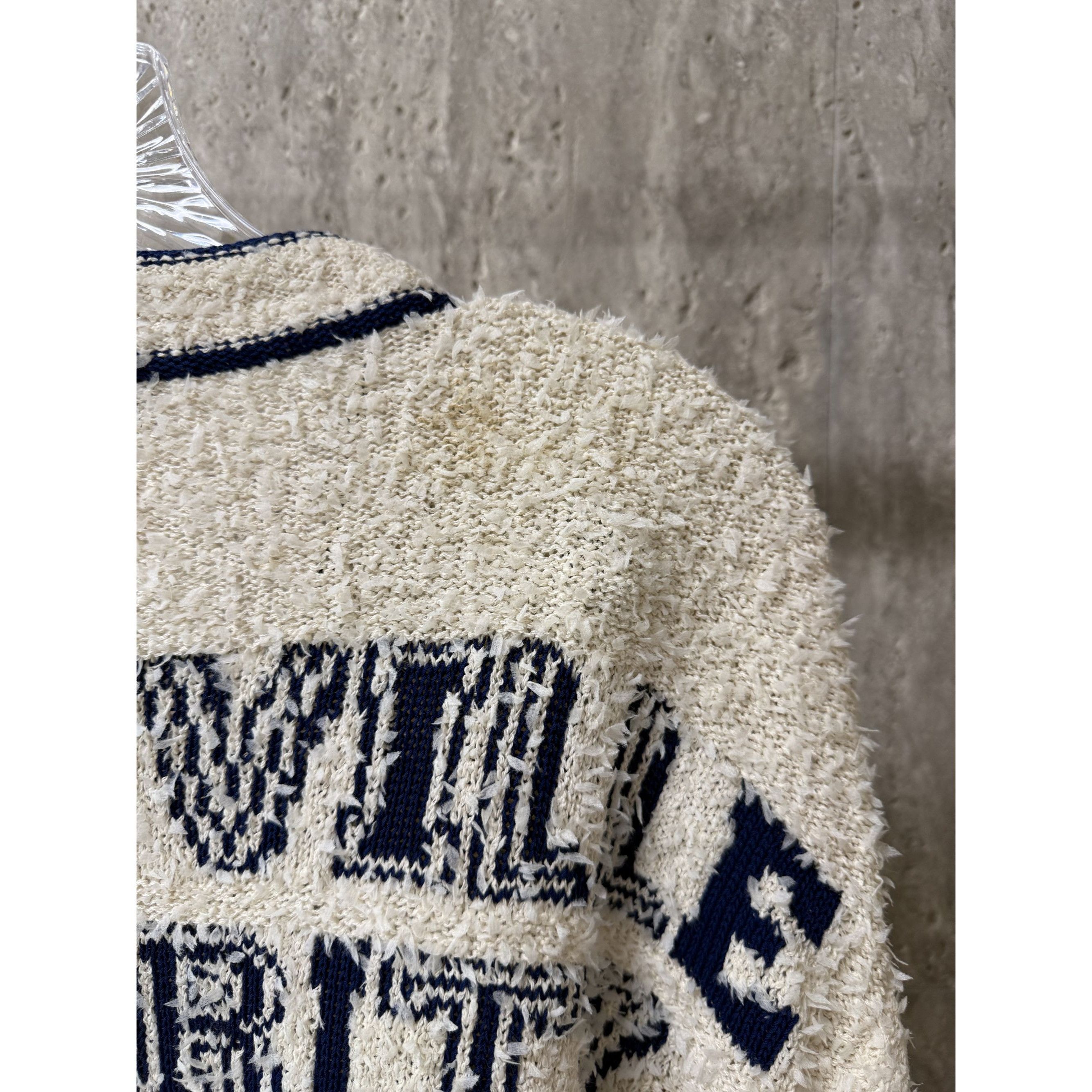 Chanel Chanel Womens Vintage Cardigan Sweater Beige/Navy Bouclé Kni Size XS / US 0-2 / IT 36-38 - 12 Thumbnail