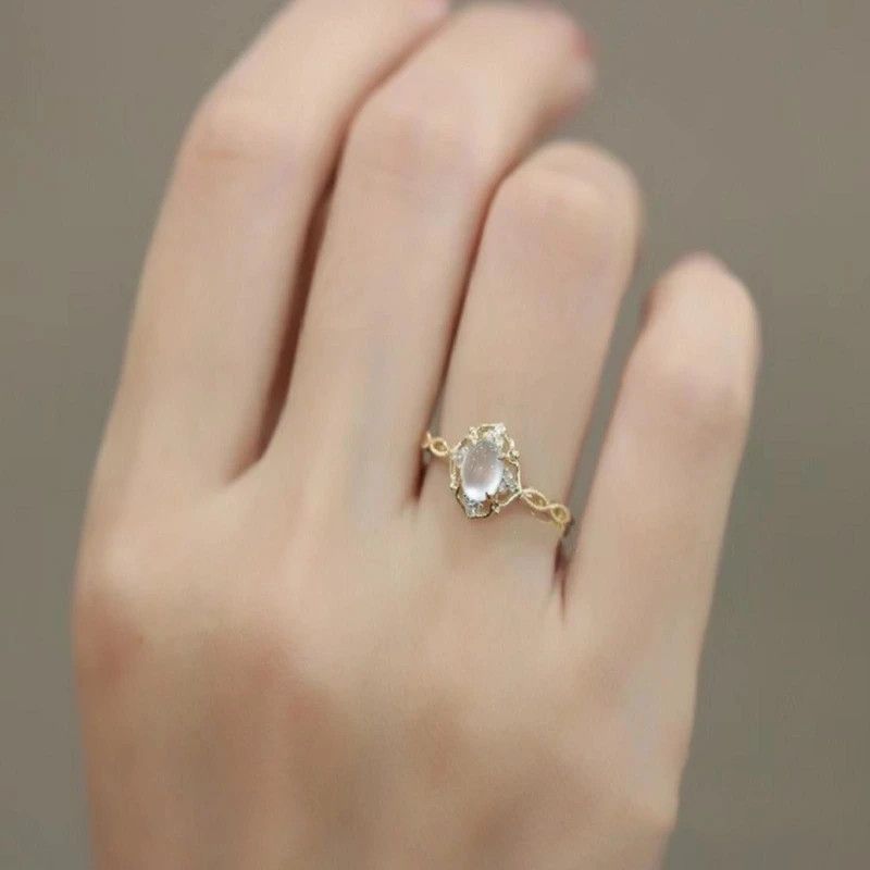 Jewelry Natural Moonstone Cats Eyes Ring Size ONE SIZE - 1 Thumbnail