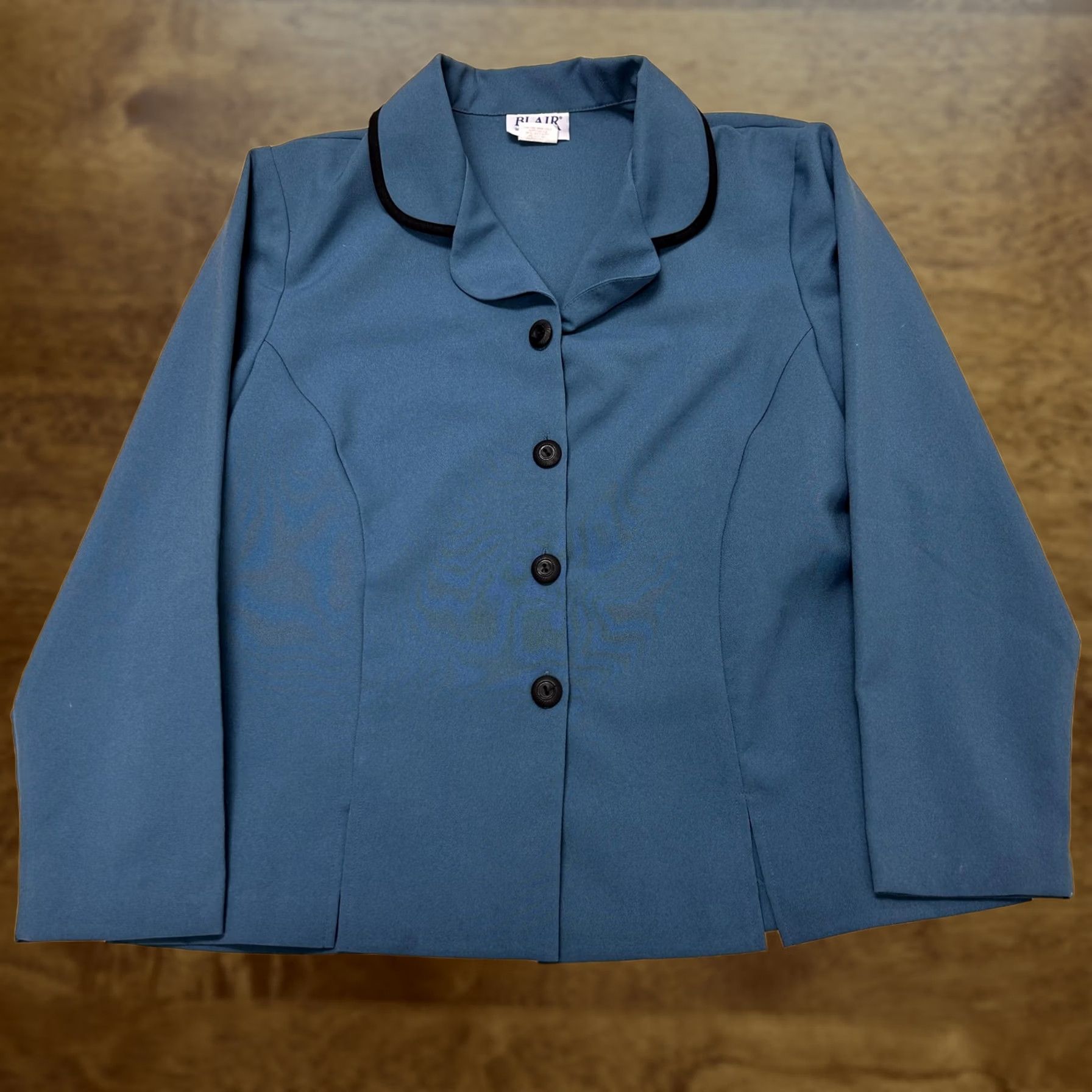Blair Blair Blazer Womens 16P Blue Polyester Crepe Collared Single Breasted Jacket Size XXL / US 16-18 / IT 52-54 - 1 Thumbnail