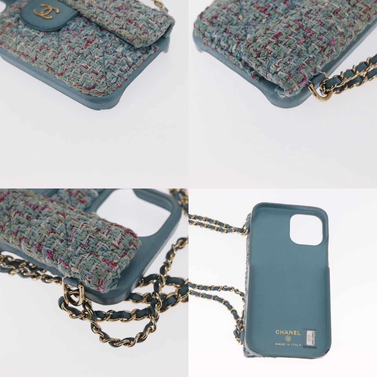 Chanel Chanel Iphone Case Tweed Light Blue CC Size ONE SIZE - 5 Thumbnail