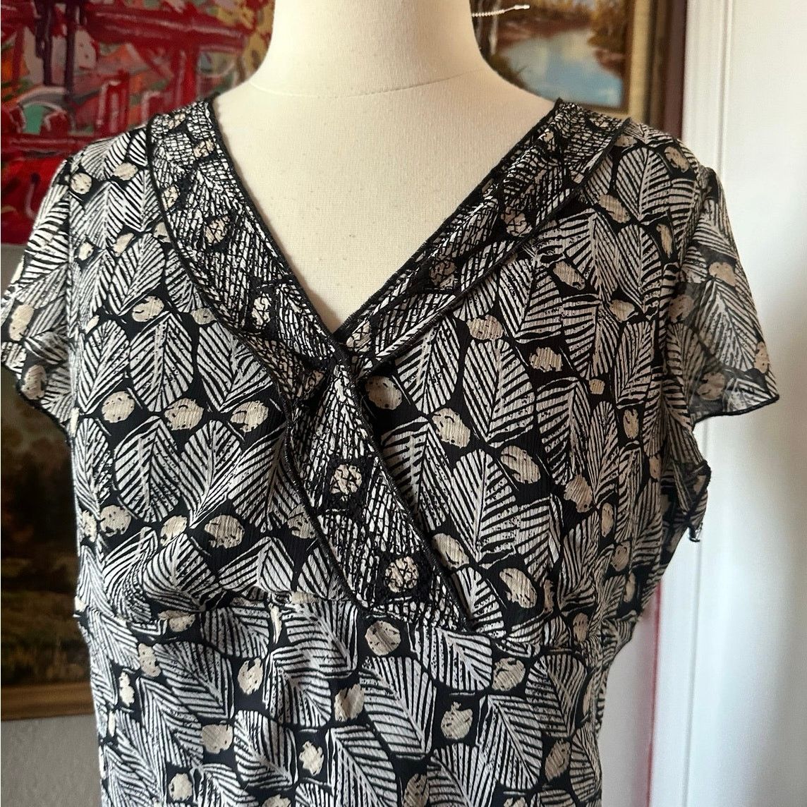 Other notations white black floral babydoll blouse Size M / US 6-8 / IT 42-44 - 2 Thumbnail