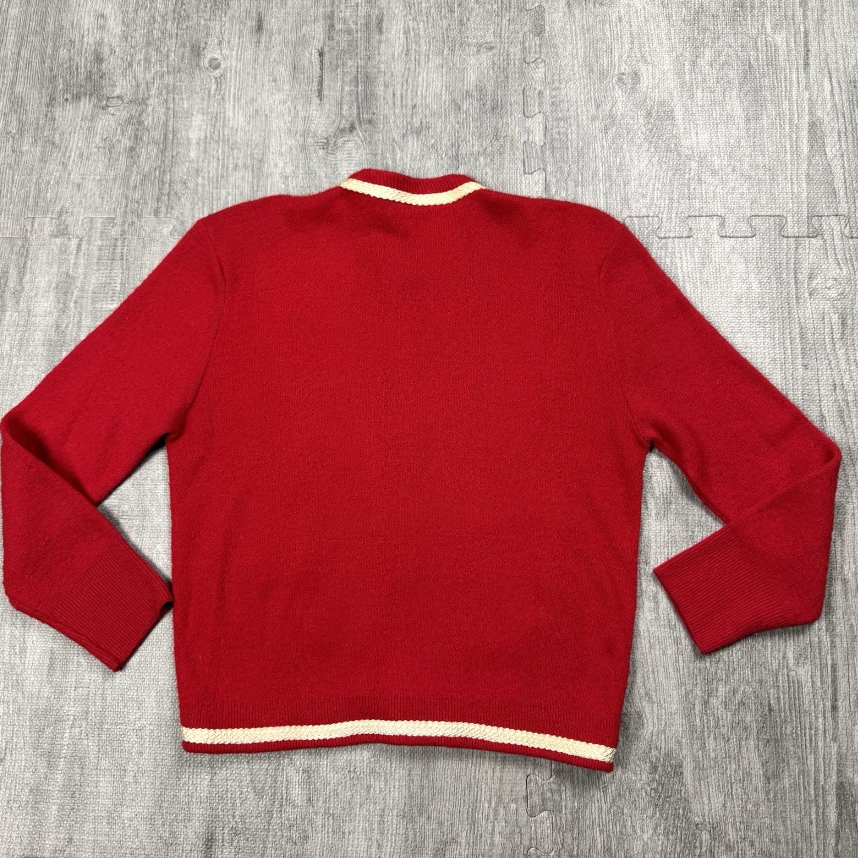 Vintage Vintage 1950s Women's Cherry Red Cardigan Sweater Park Storyk Glam Chainstitch Clasp 34 S Size S / US 4 / IT 40 - 6 Thumbnail