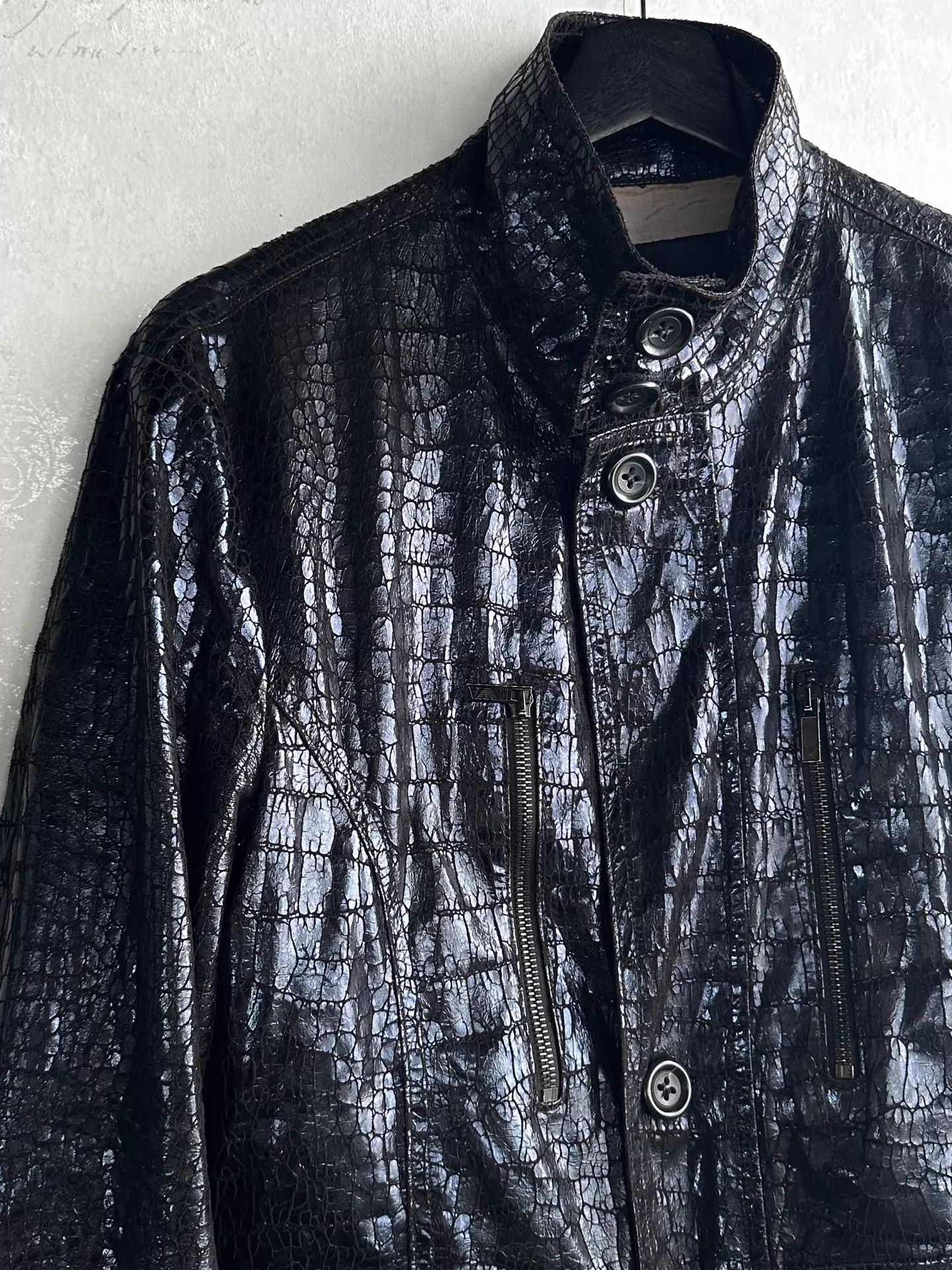 Emporio Armani EA 08AW Electric Blue Croc Embossed Jacket 46 Size US S / EU 44-46 / 1 - 4 Thumbnail