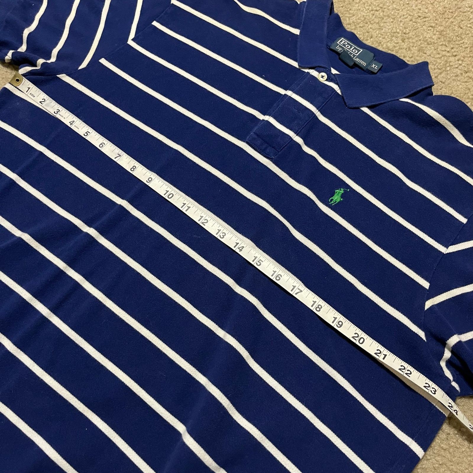 Polo Ralph Lauren Polo Ralph Lauren Blue/White Striped Polo Shirt XL Size US XL / EU 56 / 4 - 5 Thumbnail