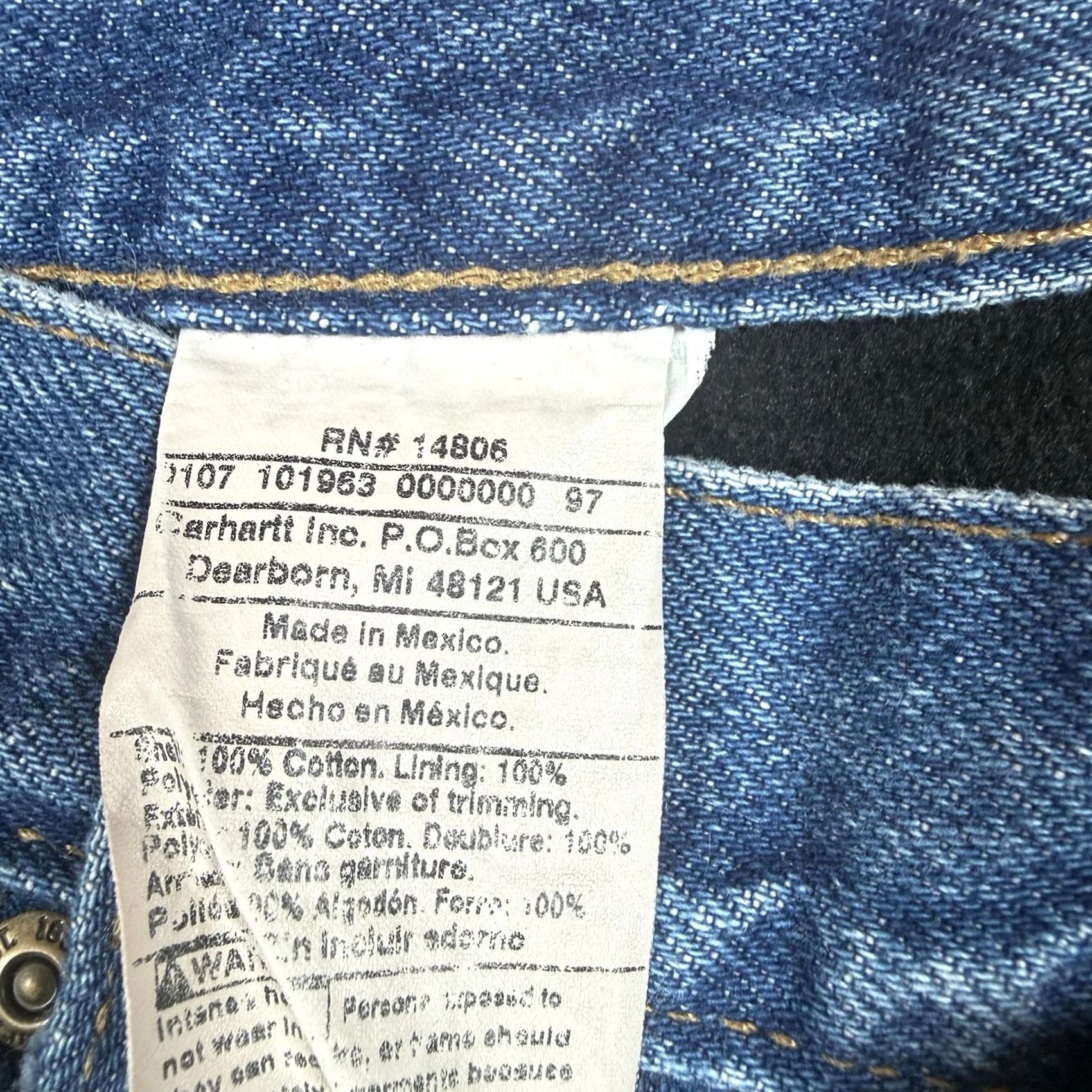 Carhartt VINTAGE Carhartt Jeans Denim Blue Lined Quilted Relaxed Fit Mens 32x34 Inseam 34 Straight Workwear Size US 32 / EU 48 - 6 Thumbnail
