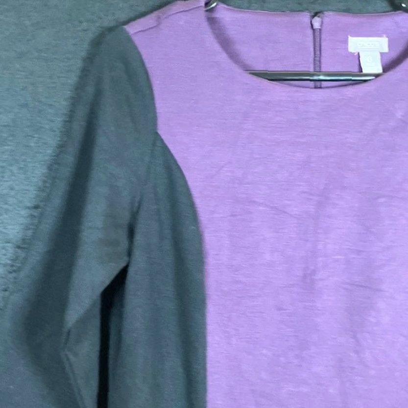 Vintage Chico's Womens Dress Black Purple Paneled Midi 3/4 Flare Sleeve Stretch 0 (S) Size S / US 4 / IT 40 - 4 Thumbnail