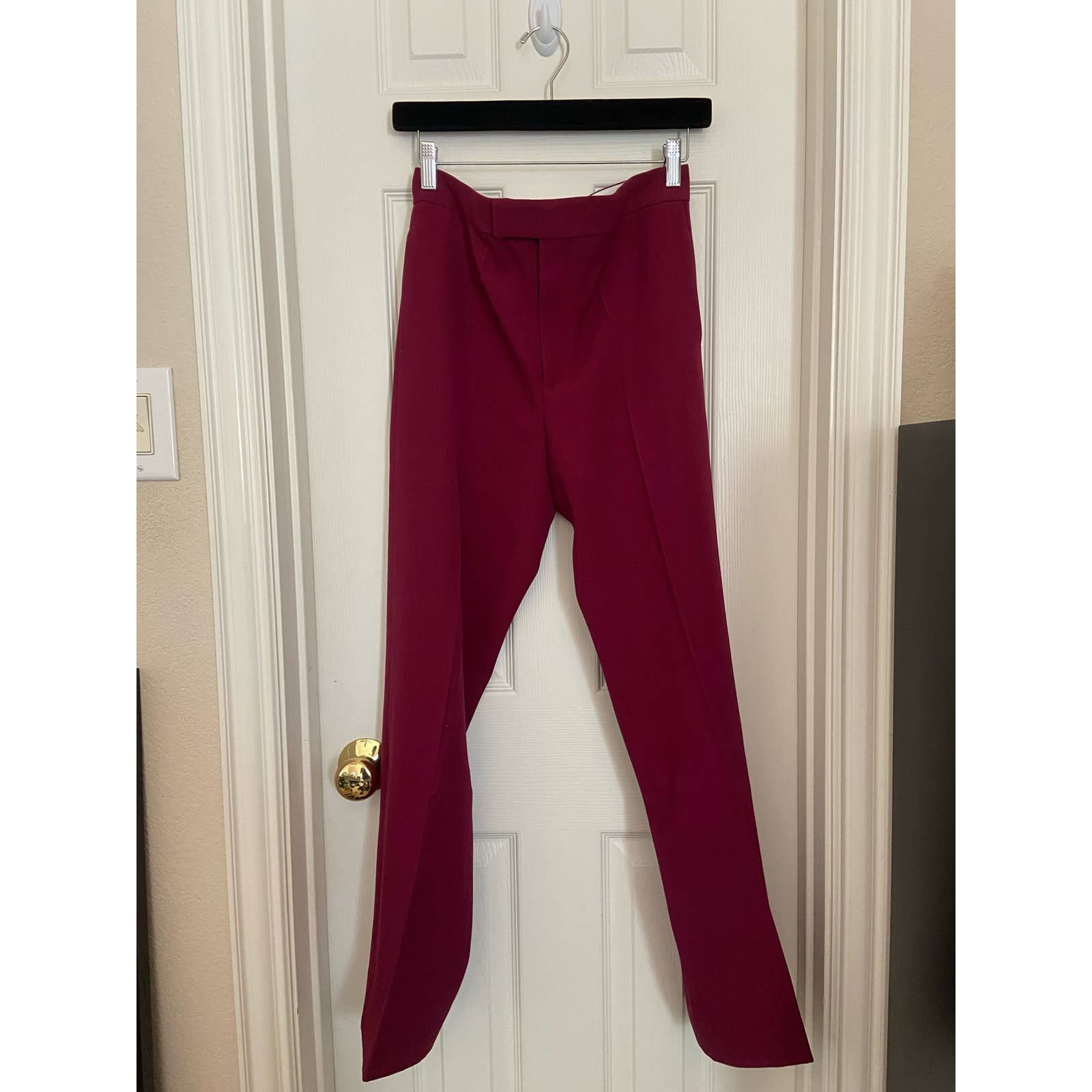 image of Old Celine Wine Red Wool Straight Leg Pants, Women's (Size 26)