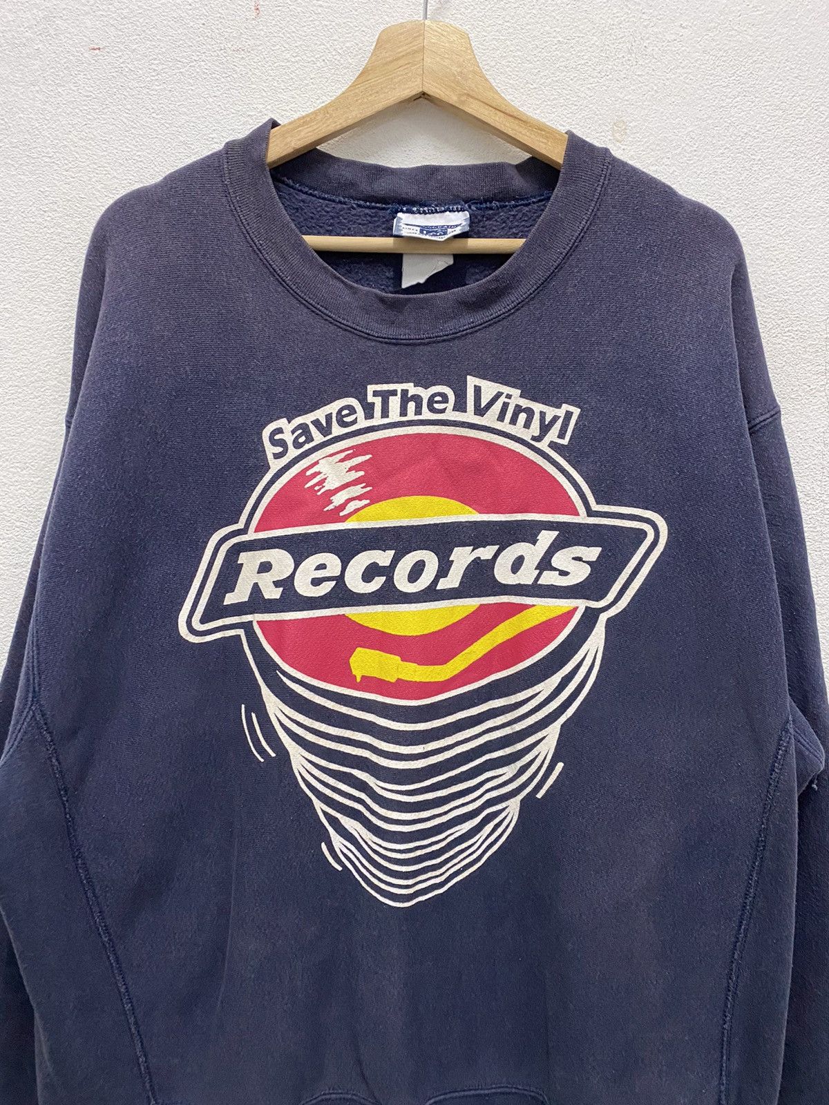 Band Tees × Vintage Vintage save the vinyl records sweatshirt Size US XL / EU 56 / 4 - 4 Thumbnail