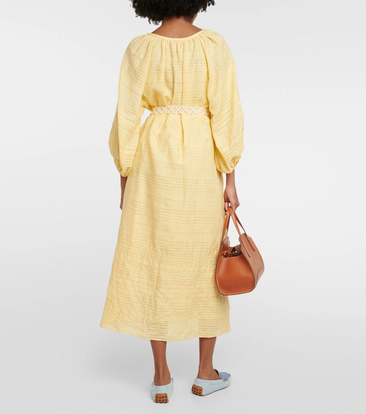 Loro Piana o1srvl11e0824 Medea Needle Midi Dress in Yellow Size L / US 10 / IT 46 - 6 Thumbnail
