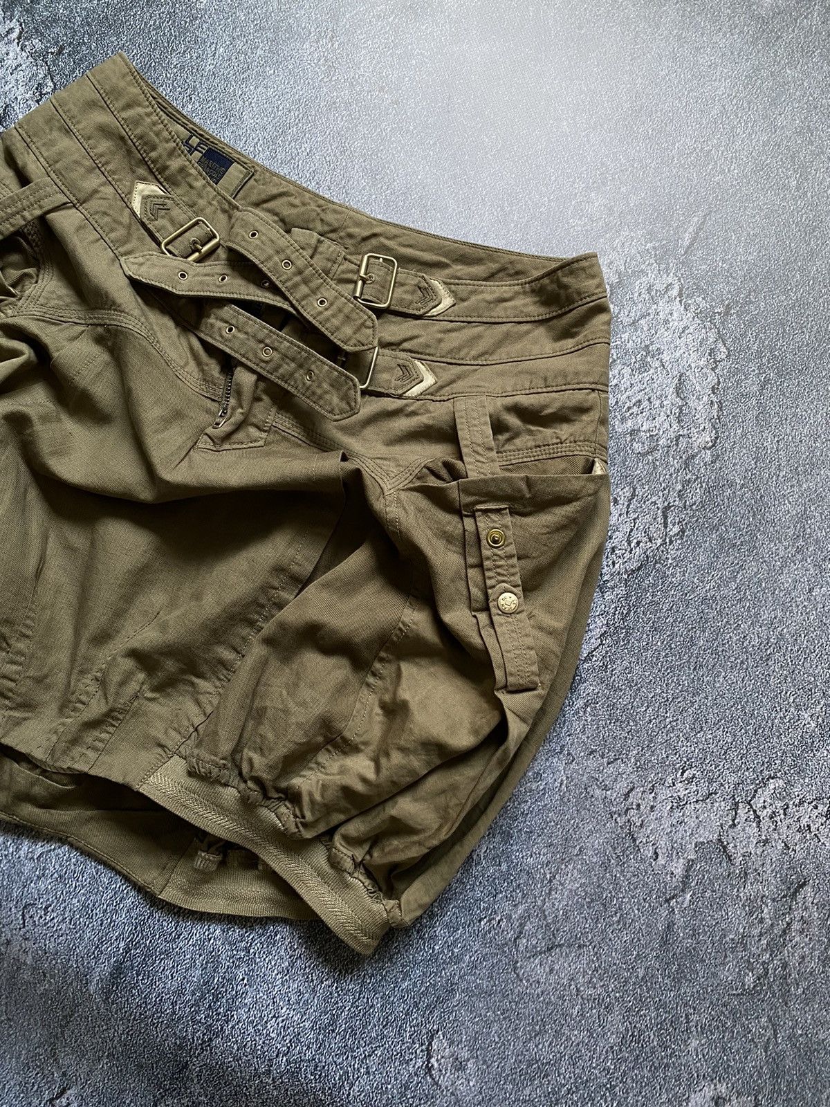 Marithe + Francois Girbaud M+FG Army Green Utility Belted Y2K Techwear Bubble Skirt Size 28" / US 6 / IT 42 - 4 Thumbnail