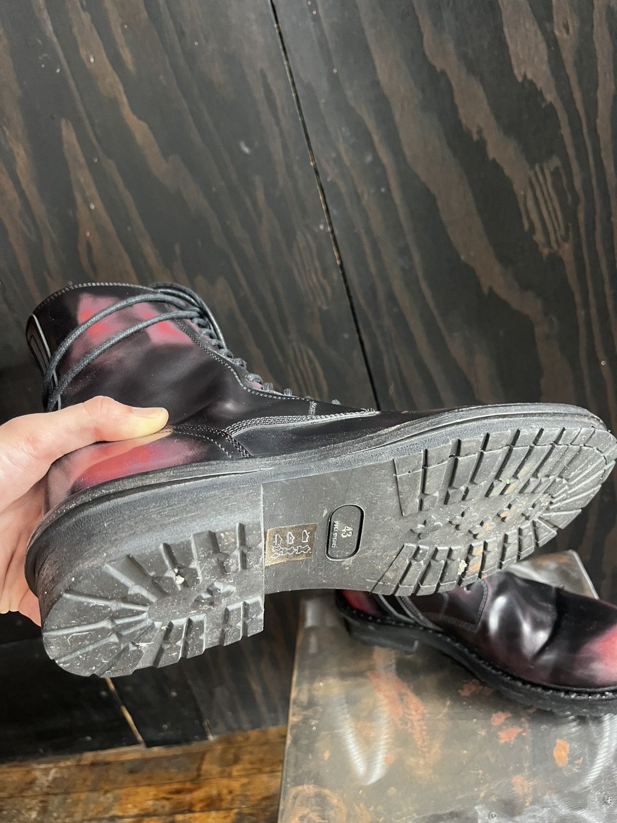 Ann Demeulemeester Ann Demeulemeester red/black patent leather combat boots Size US 10 / EU 43 - 2 Thumbnail