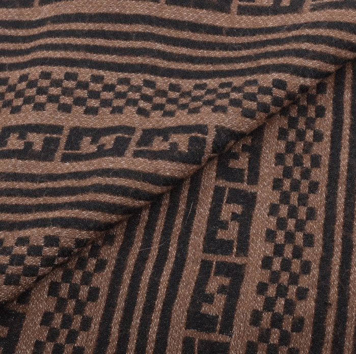 Fendi Fendi Logo Wool Scarf Brown x Black Size ONE SIZE - 2 Thumbnail