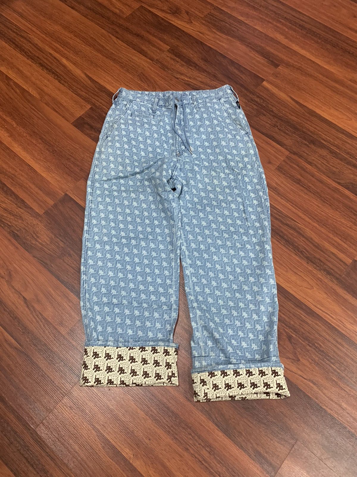 GU × If Six Was Nine × Kappa Gu x Kappa Monogram Baggy Jeans Pants Size US 33 - 3 Thumbnail