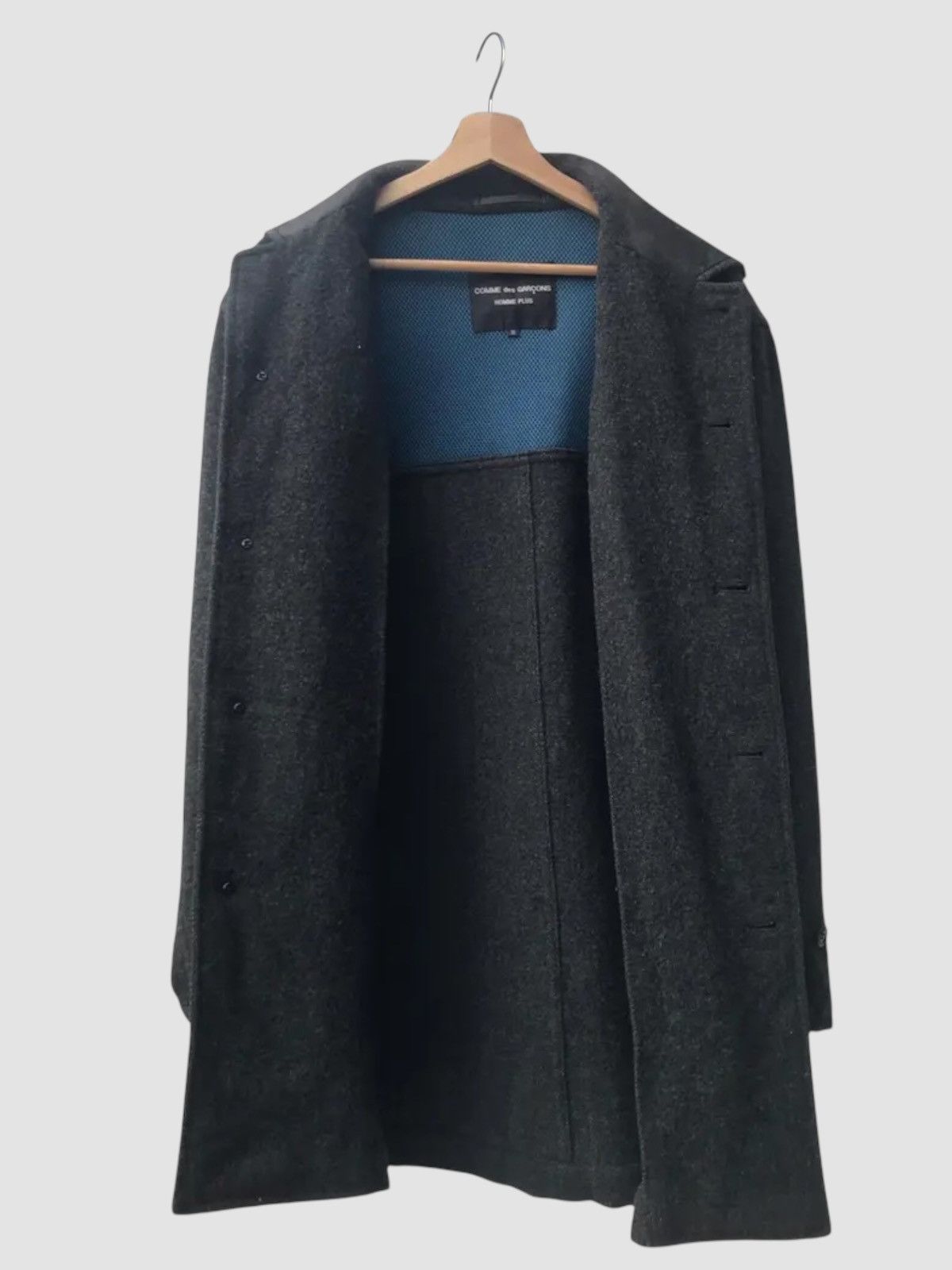 Comme des Garcons Homme Plus Archive AD1995 CdG Homme Plus Leather Collar Wool Coat Size US M / EU 48-50 / 2 - 2 Thumbnail