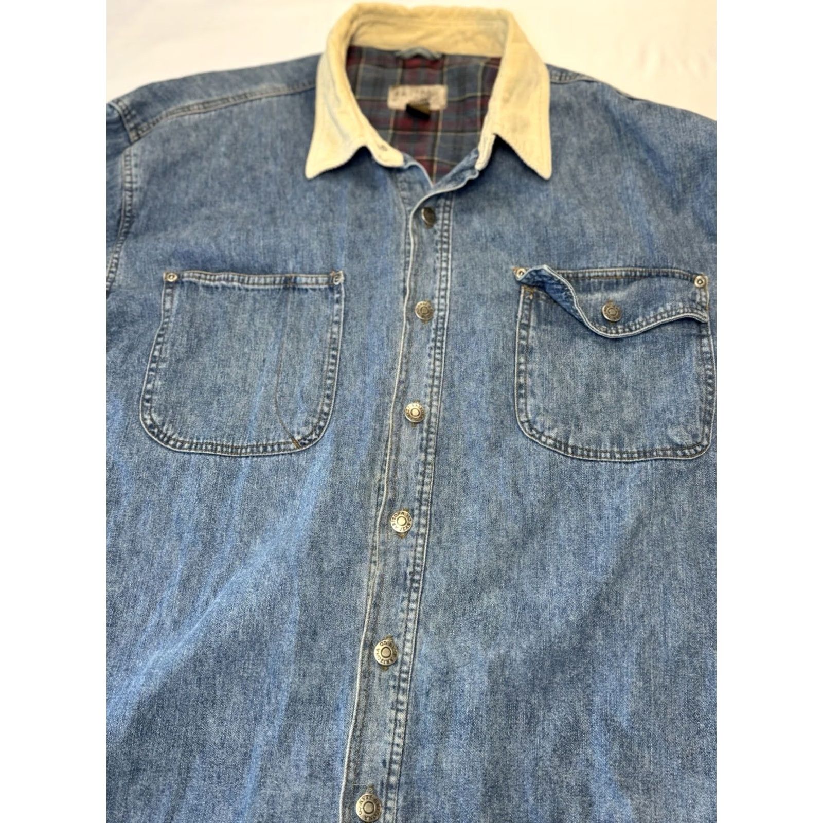 Vintage VINTAGE Arizona Jeans Co Denim Jacket Bomber Lined Corduroy Collar Mens Large Blue 90s USA Jacket Size US 33 - 2 Thumbnail