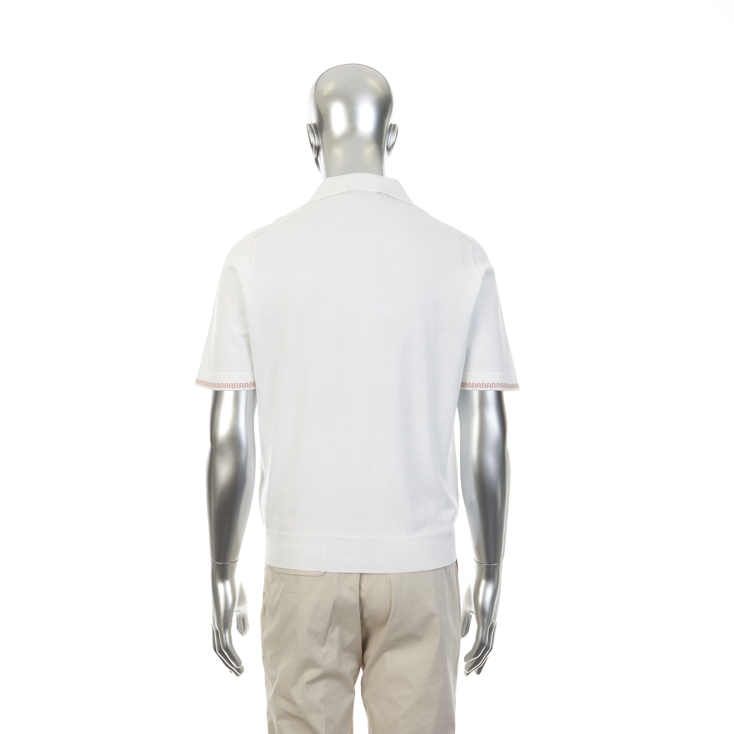 Zilli White Zipped Polo Short Sleeves Shirt Size US M / EU 48-50 / 2 - 3 Thumbnail